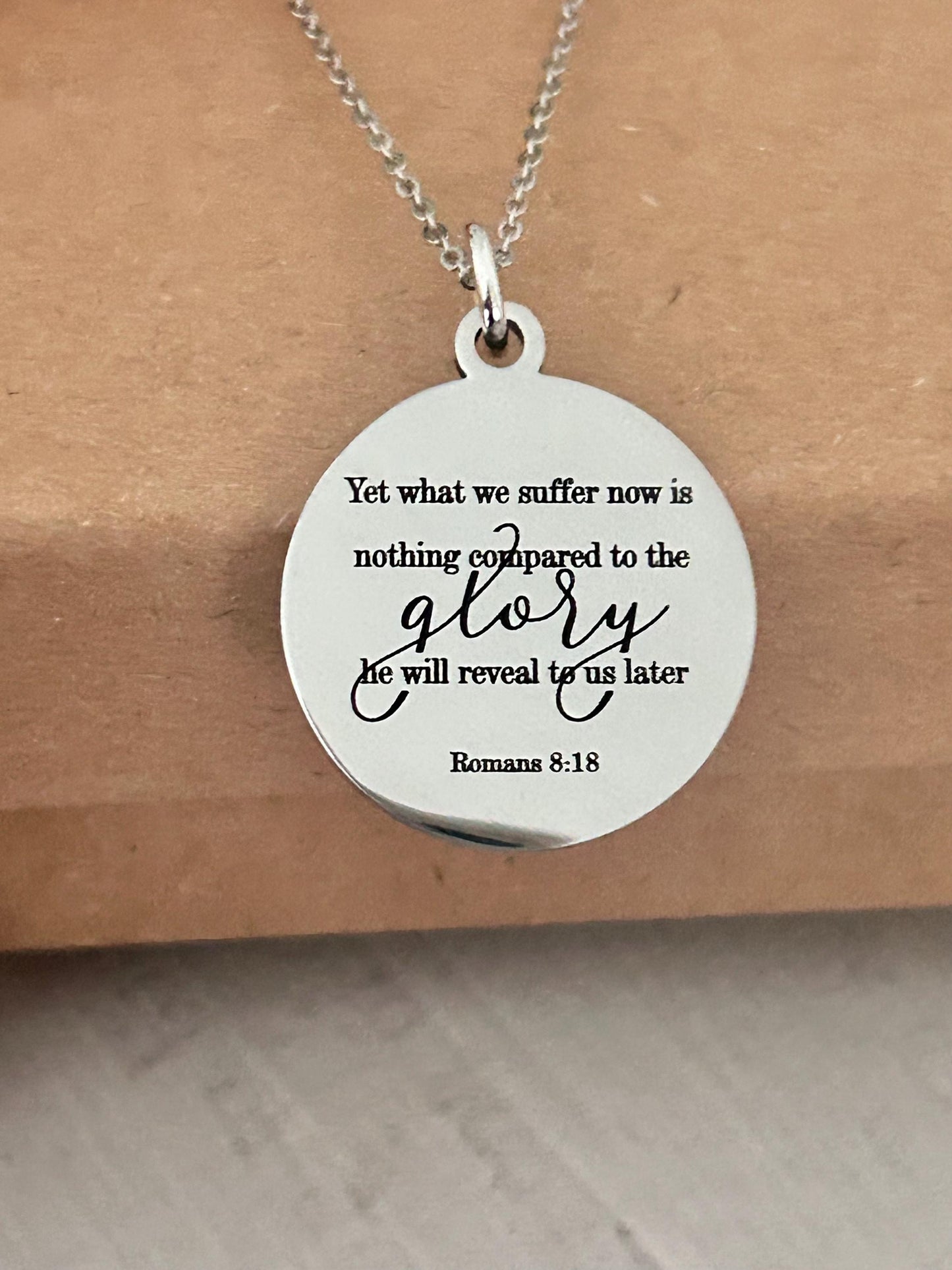 Christian Quote Romans 8:18 Bible Verse Necklace, Christian Gifts for Women, Scripture Jewelry, Meaningful Gifts, Motivational Jewelry