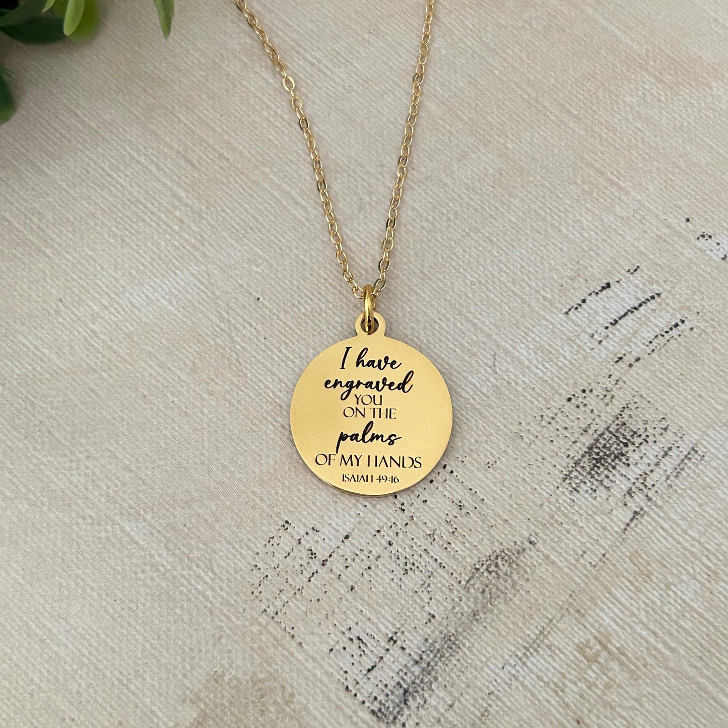 Isaiah 49:16 Bible Verse Necklace, I have engraved you on the palms of my Hands, Christian Gifts, Scripture Jewelry, Religious Gift, Baptism