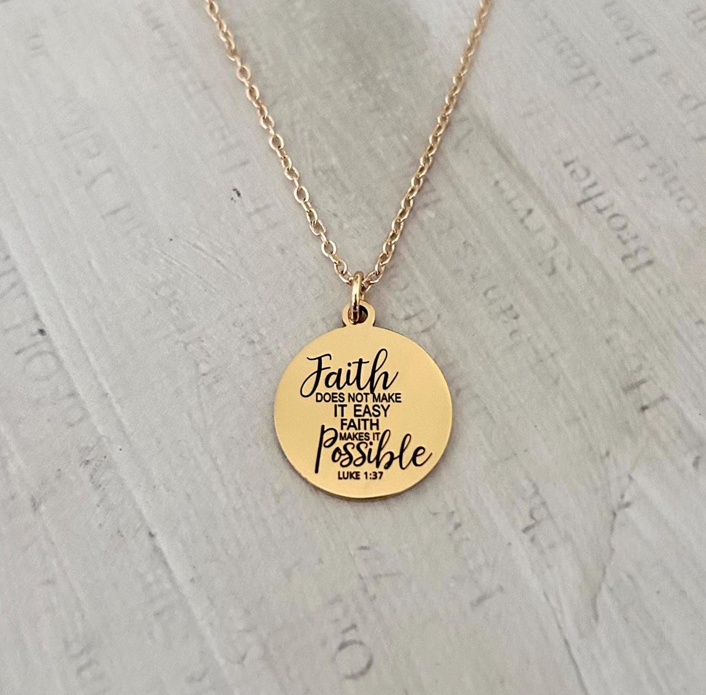 Faith Does Not Make it easy Faith Makes it Possible Necklace, Christian Quote Gifts, Scripture Jewelry, Motivational Gifts, Gifts for Mom