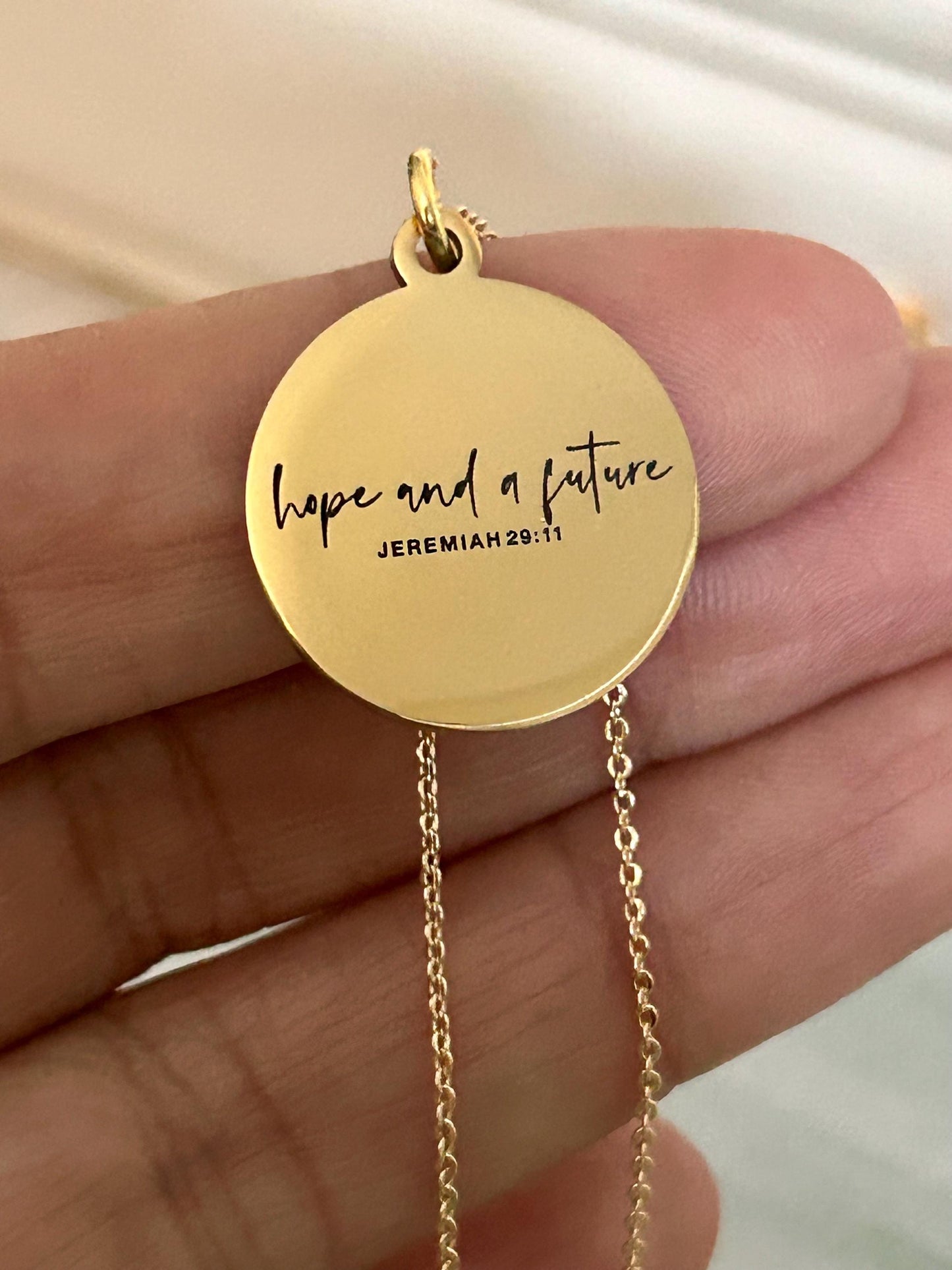 Hope and a Future Custom Bible Verse Necklace, Jeremiah 29:11, Christian Gifts, Scripture Jewelry, Motivational Gift, Hope Necklace, Baptism