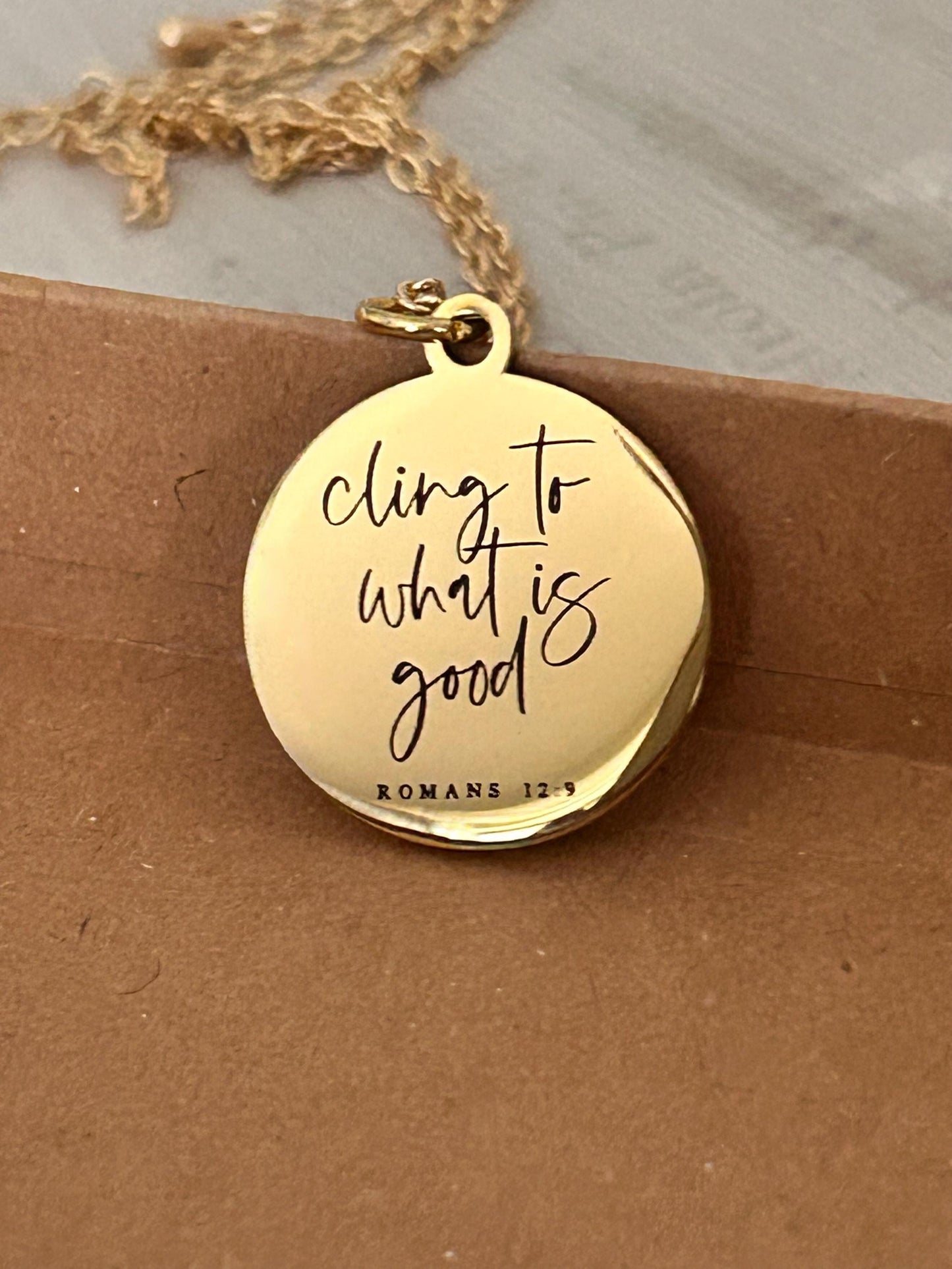 Cling to what is good Romans 12:9, Christian Quote, Bible Verse Necklace, Christian Gifts, Motivational Jewelry, affirmation baptism gifts