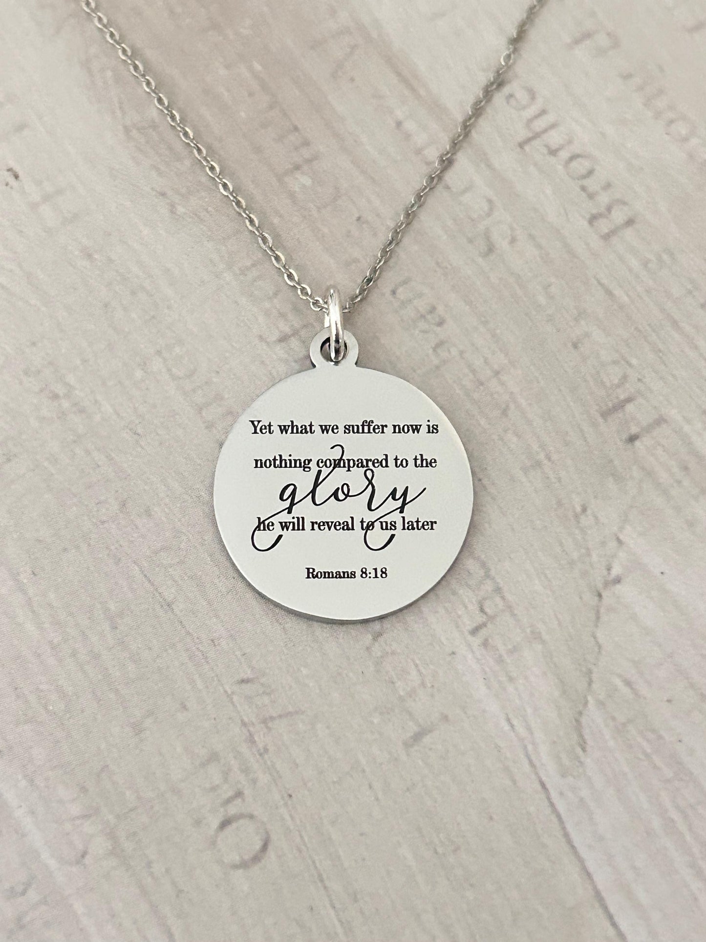 Christian Quote Romans 8:18 Bible Verse Necklace, Christian Gifts for Women, Scripture Jewelry, Meaningful Gifts, Motivational Jewelry