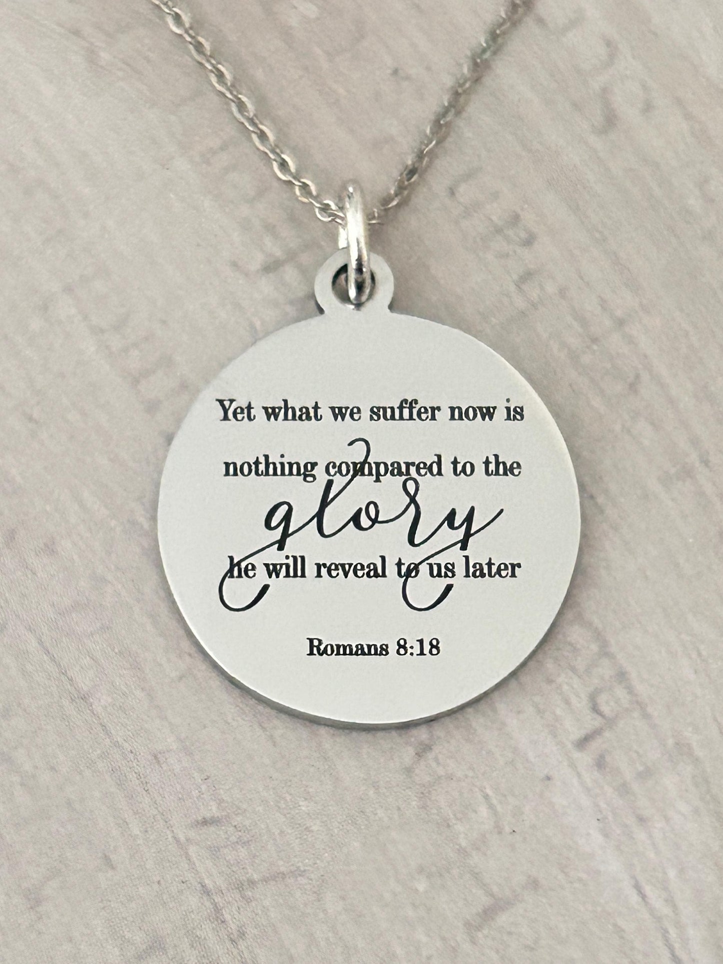 Christian Quote Romans 8:18 Bible Verse Necklace, Christian Gifts for Women, Scripture Jewelry, Meaningful Gifts, Motivational Jewelry