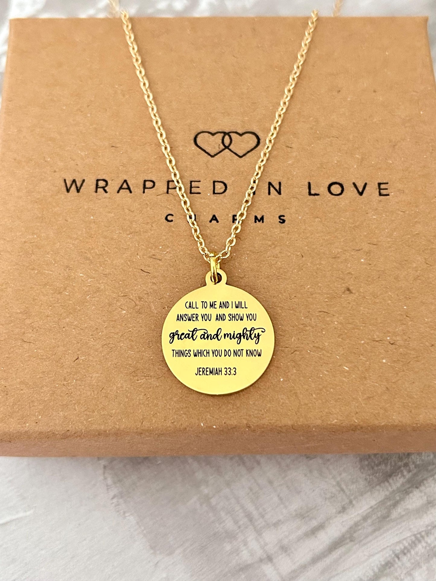 Call to me and I will Answer You Jeremiah 33:3 Necklace Christian Gifts Scripture Pendant Motivational Necklace Women's Retreat Gifts