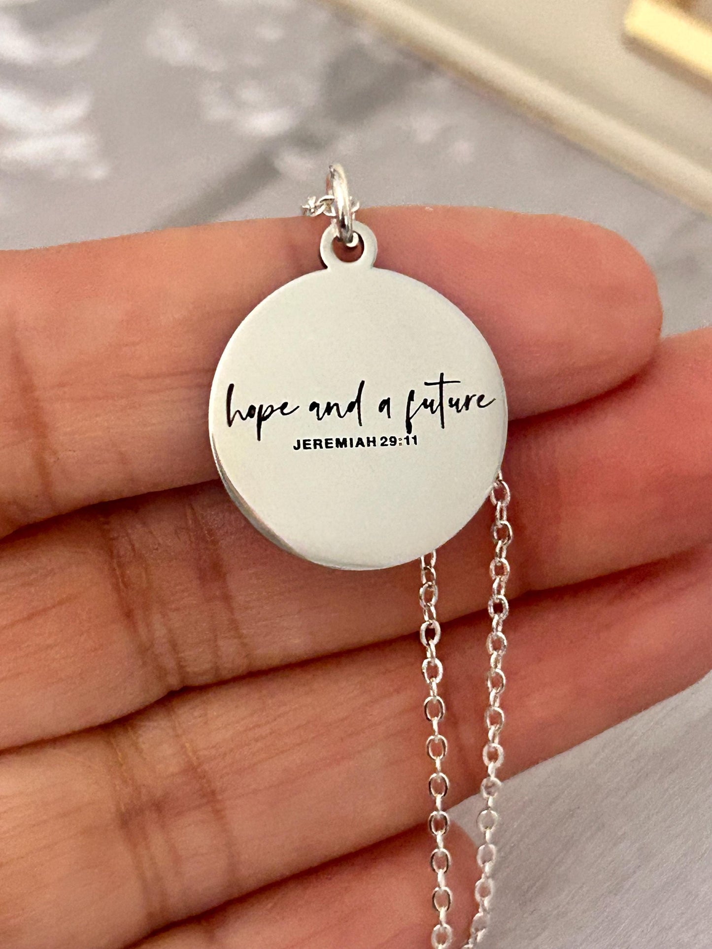 Hope and a Future Bible Verse Necklace, Jeremiah 29:11, Christian Gifts, Scripture Jewelry, Motivational Gift, Hope Necklace, Baptism Gift