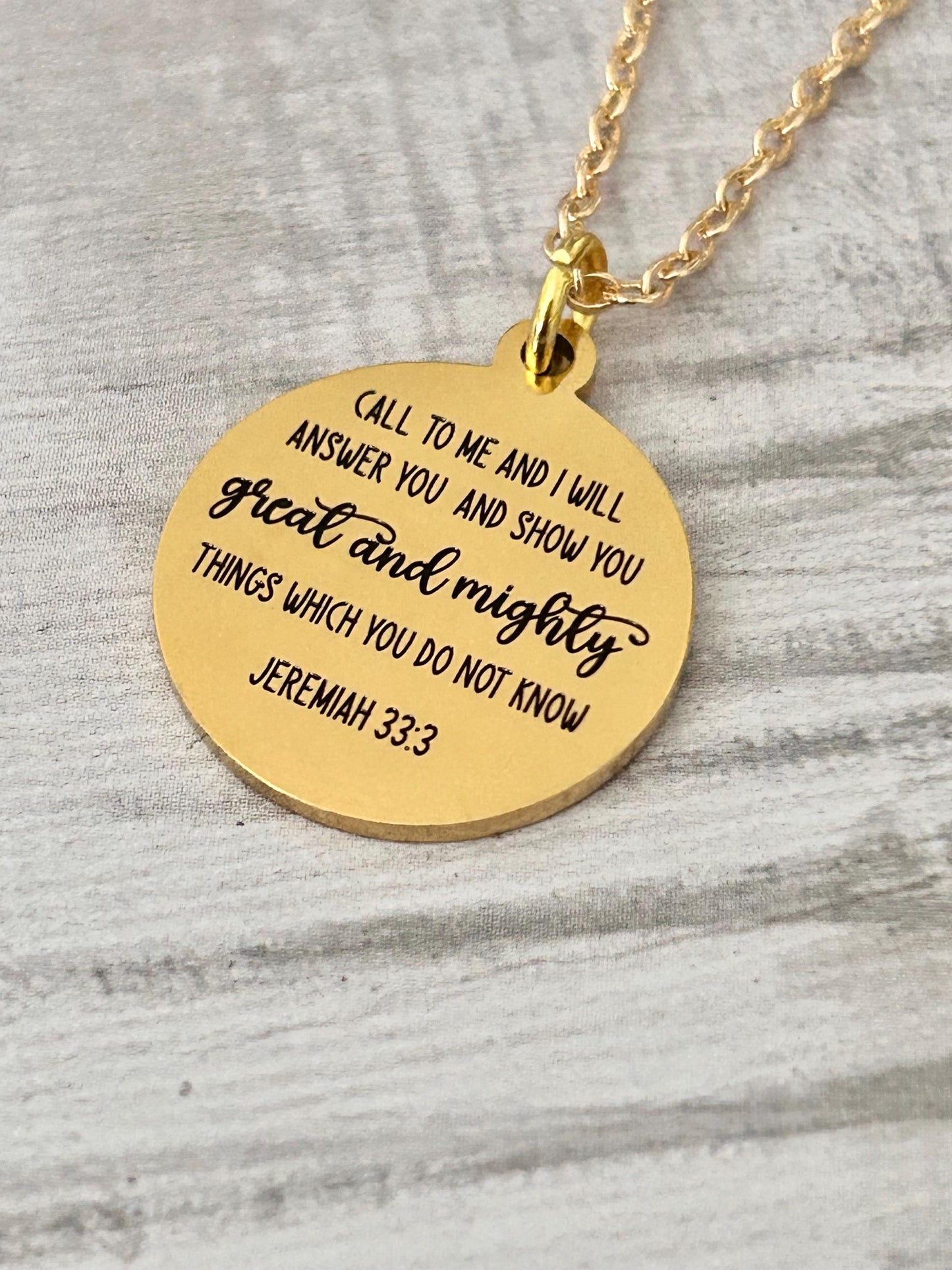 Jeremiah 33:3 Call to me and I will Answer You Bible Verse Necklace, Christian Jewelry, Scripture Necklace, Christian Gifts for Women