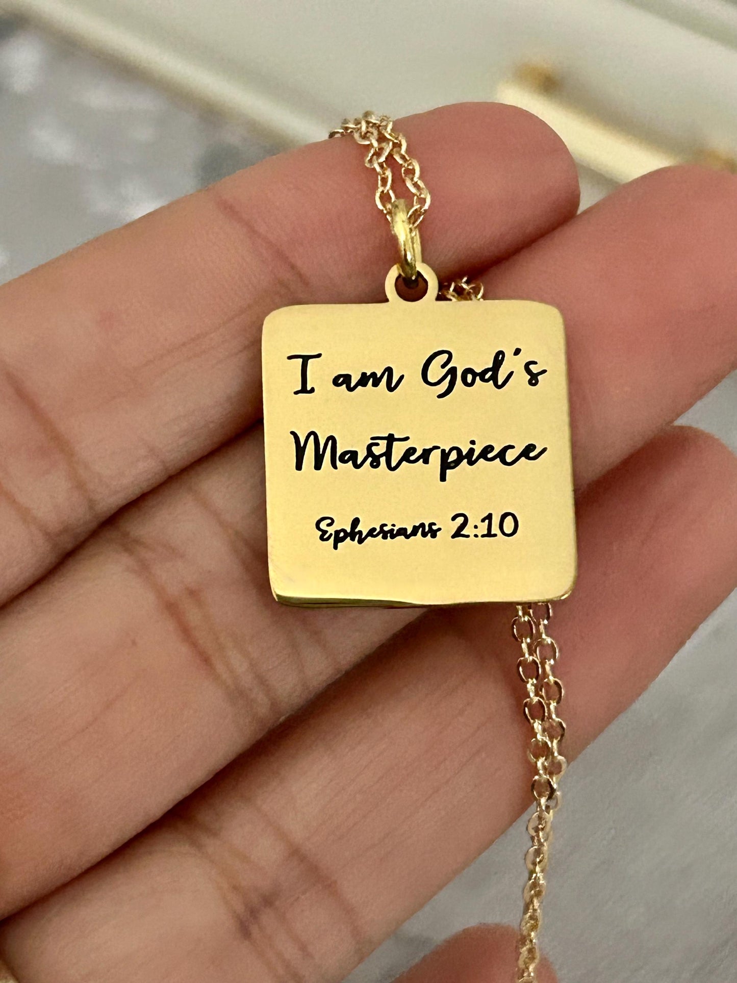 I Am Gods Masterpiece Bible Verse Necklace,Christian Gifts,Motivational Necklace,Meaningful gifts,Ephesians 2:10 Jewelry,Affirmation Baptism
