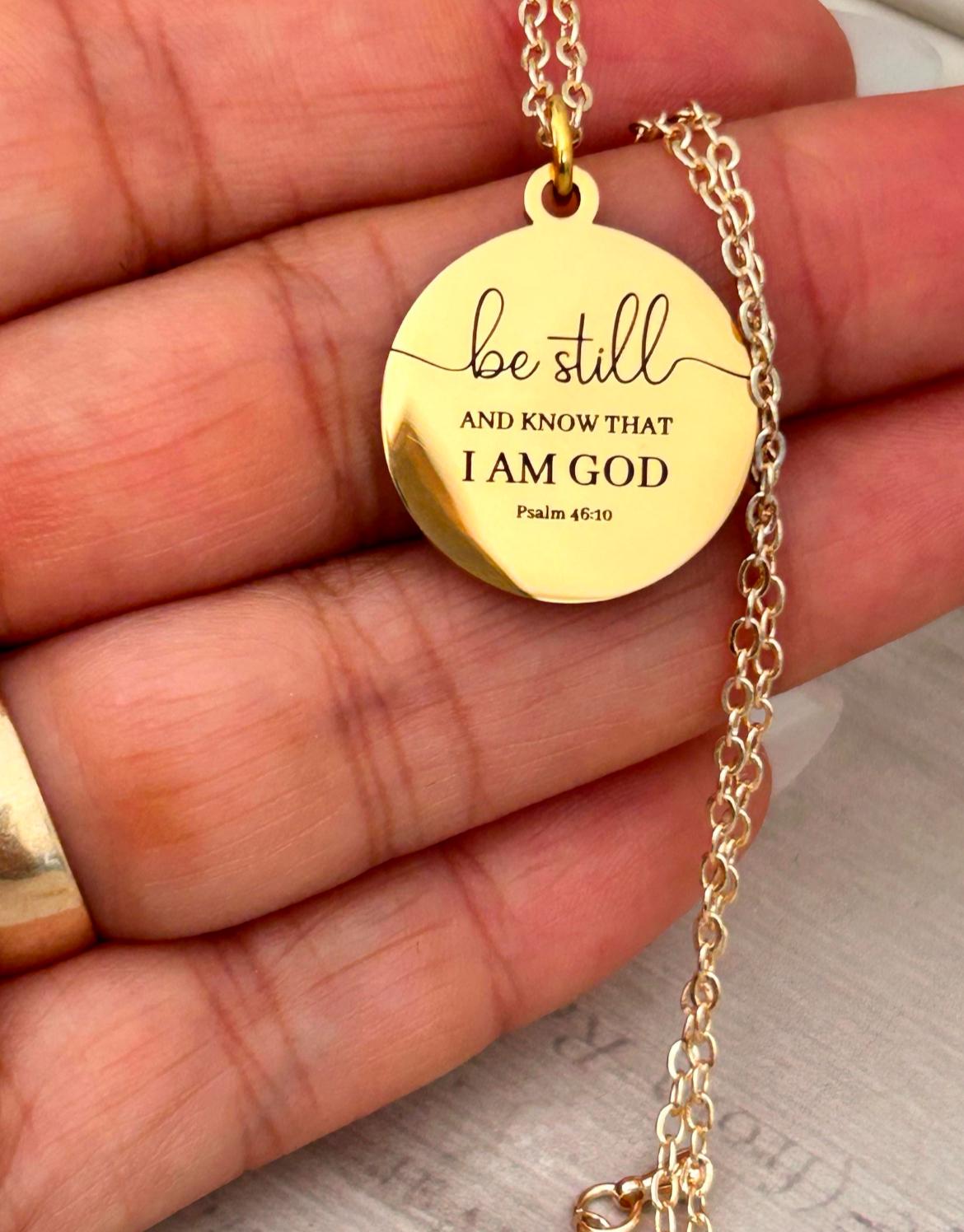 Be Still Christian Necklace, Christian Gifts, Scripture Jewelry, Engraved Bible Verse Necklace, Meaningful Gifts, Faith Motivational Gifts
