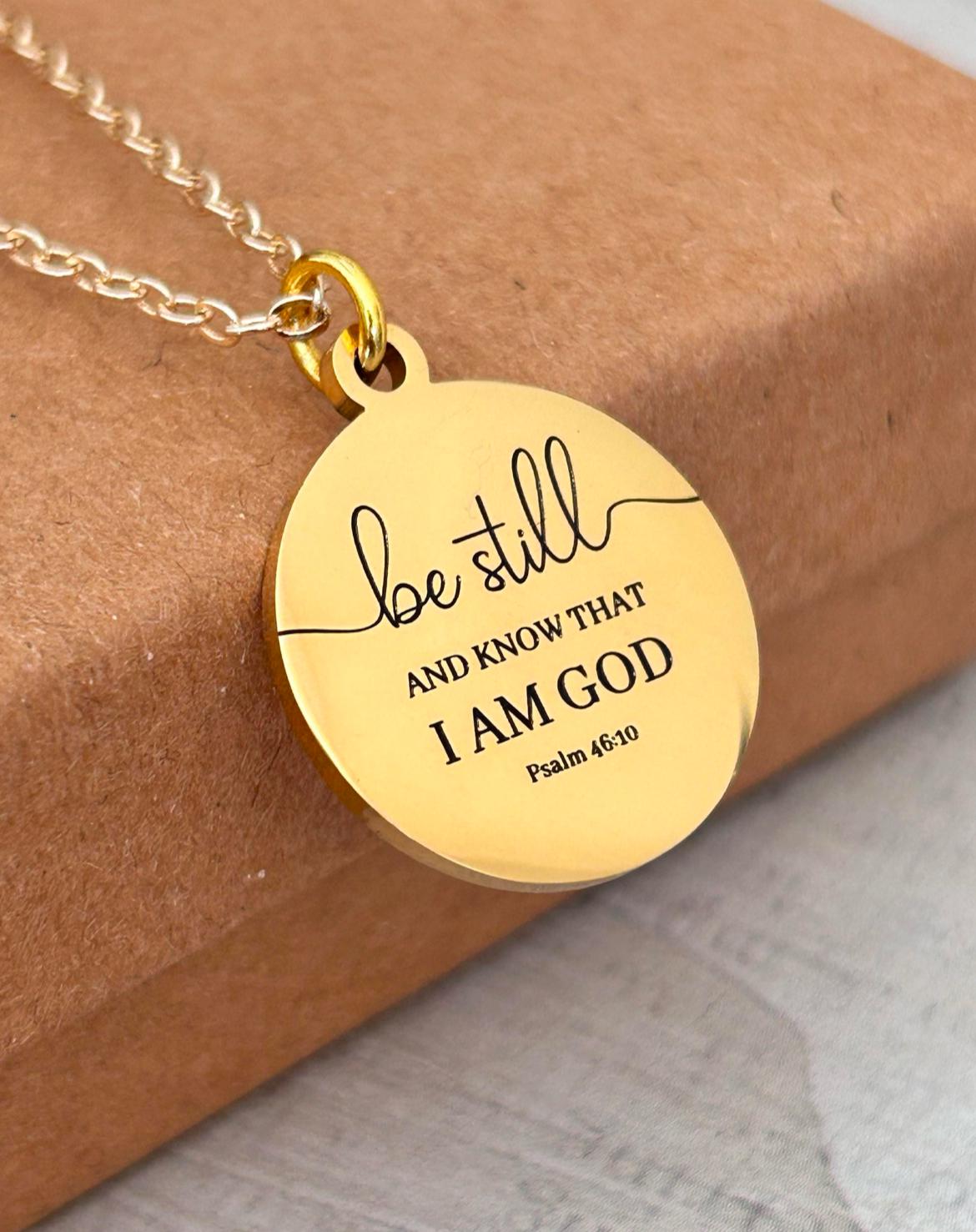 Be Still Christian Necklace, Christian Gifts, Scripture Jewelry, Engraved Bible Verse Necklace, Meaningful Gifts, Faith Motivational Gifts