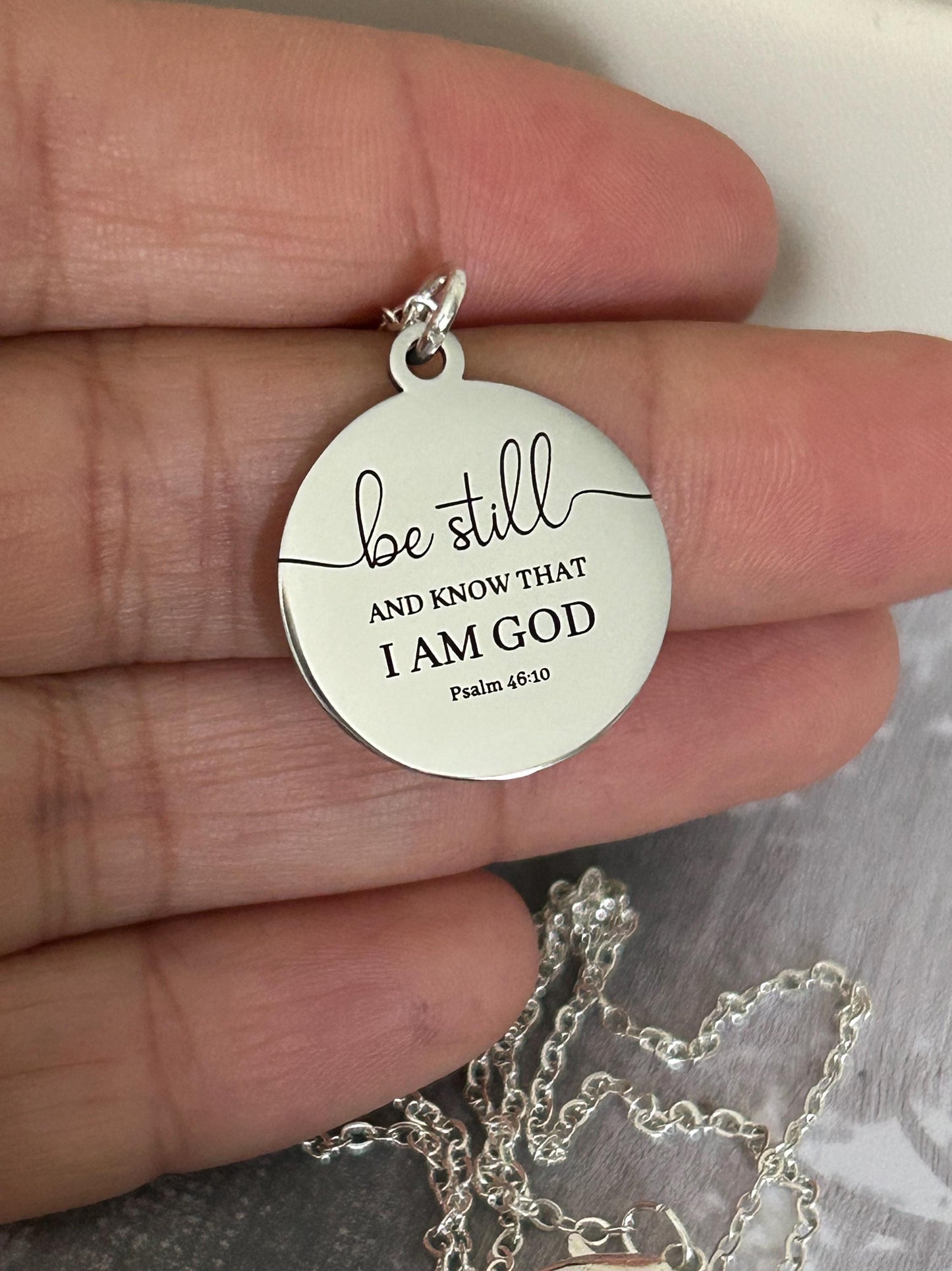 Be Still Christian Necklace, Christian Gifts, Scripture Jewelry, Engraved Bible Verse Necklace, Meaningful Gifts, Faith Motivational Gifts