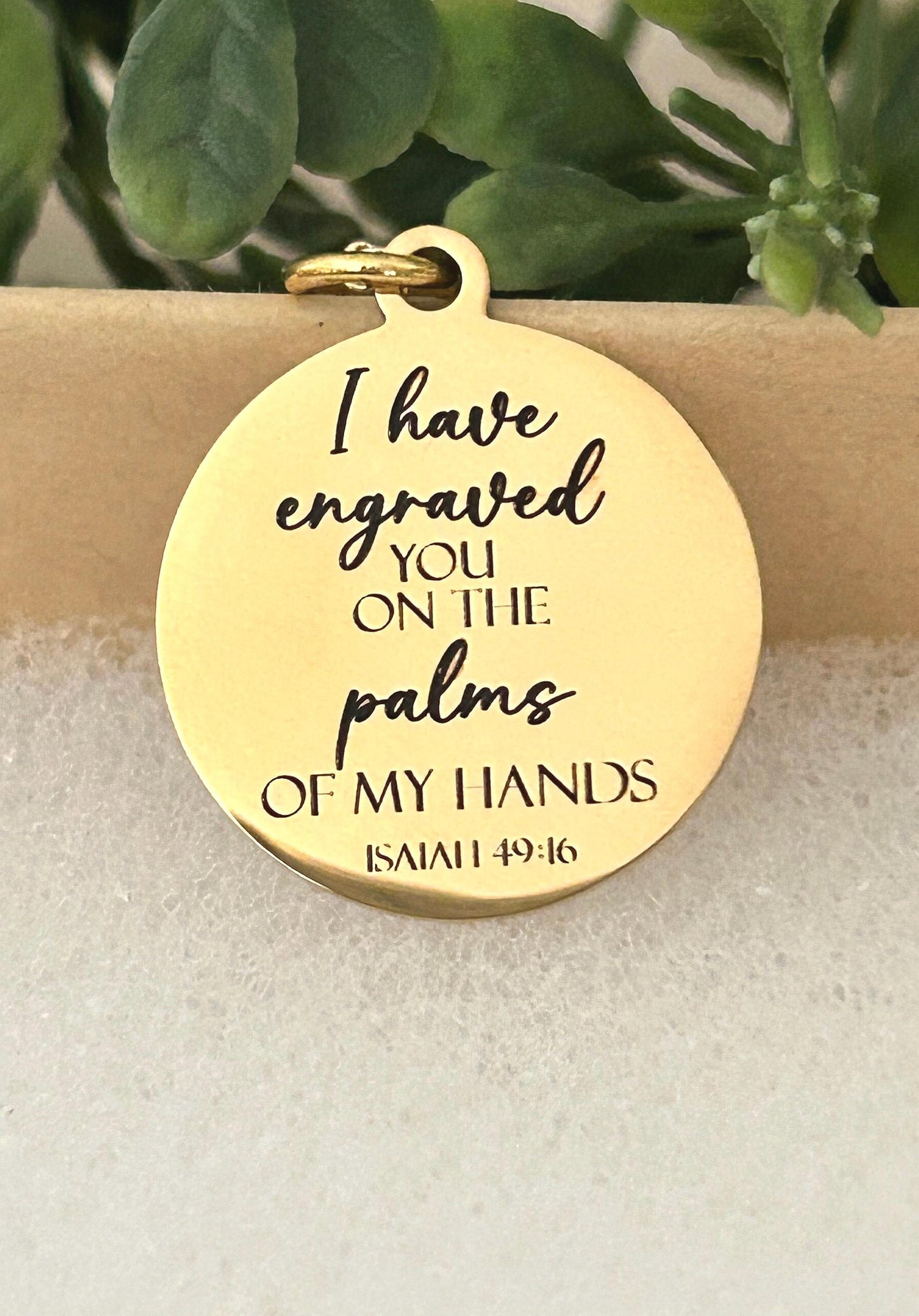 Isaiah 49:16 Bible Verse Necklace, I have engraved you on the palms of my Hands, Christian Gifts, Scripture Jewelry, Religious Gift, Baptism