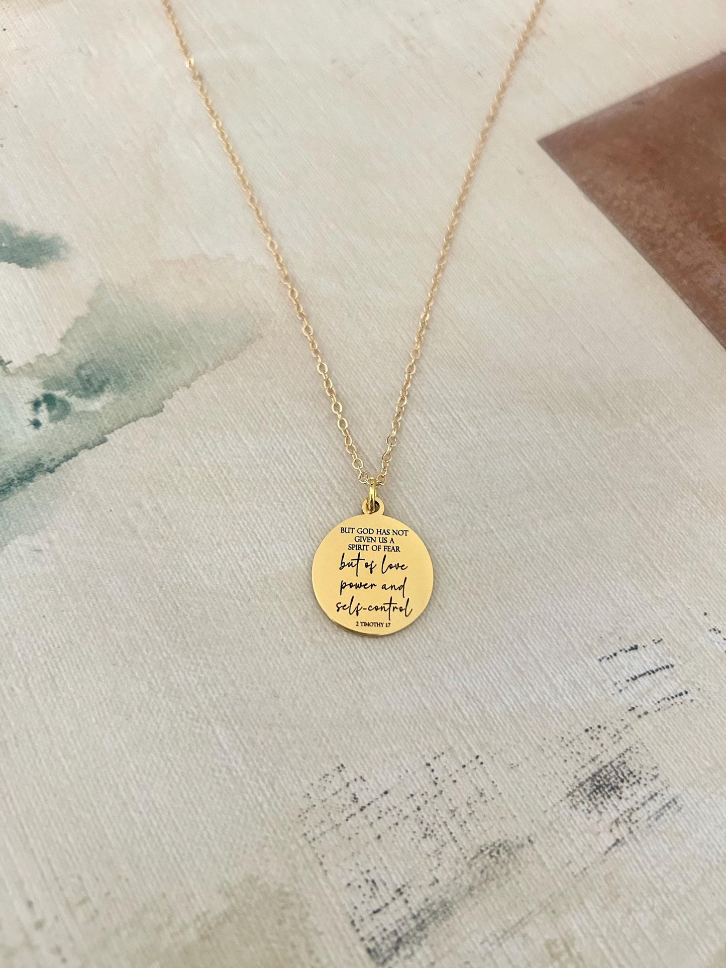 For God Has Not Given Us A Spirit Of Fear, Power Love Sound Mind Necklace, Bible Verse Custom Necklace, 2 Tim 1:7, Gold Charm Necklace,