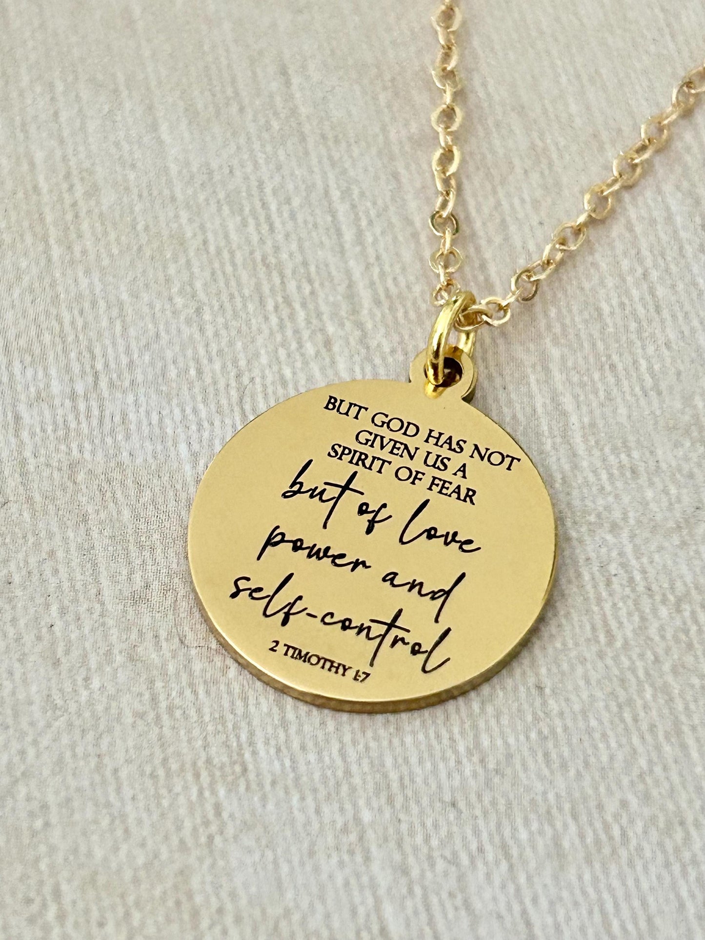 For God Has Not Given Us A Spirit Of Fear, Power Love Sound Mind Necklace, Bible Verse Custom Necklace, 2 Tim 1:7, Gold Charm Necklace,