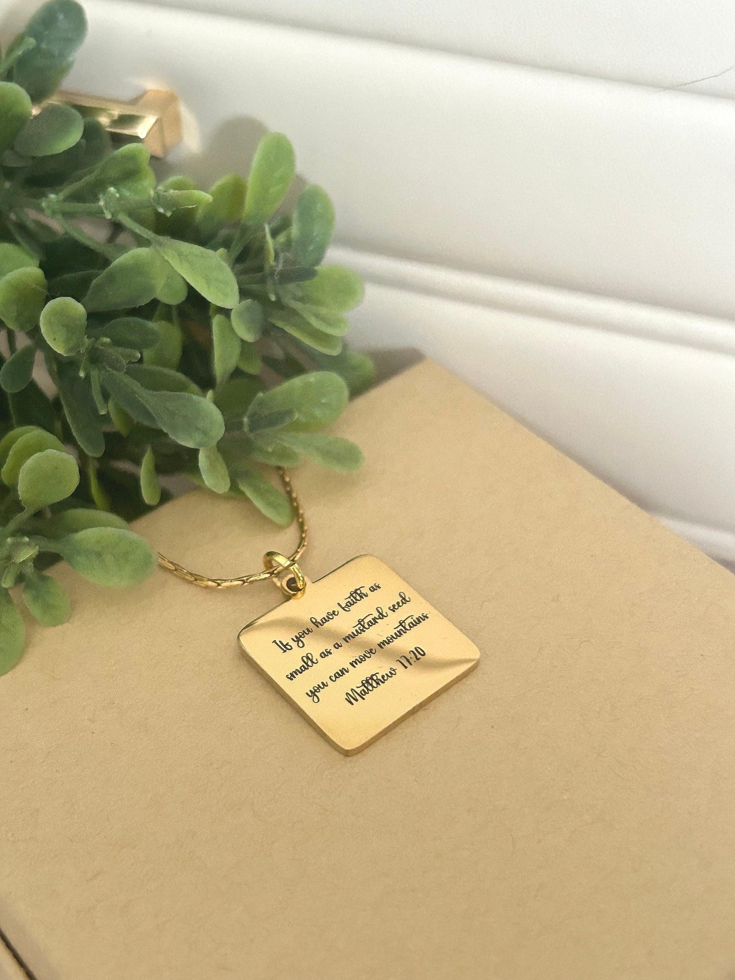 Mustard seed Bible Verse Necklace, Christian Gifts, Scripture Necklace, Mathew 17:20, Easter Jewelry, gift for Mom, Faith can move mountains
