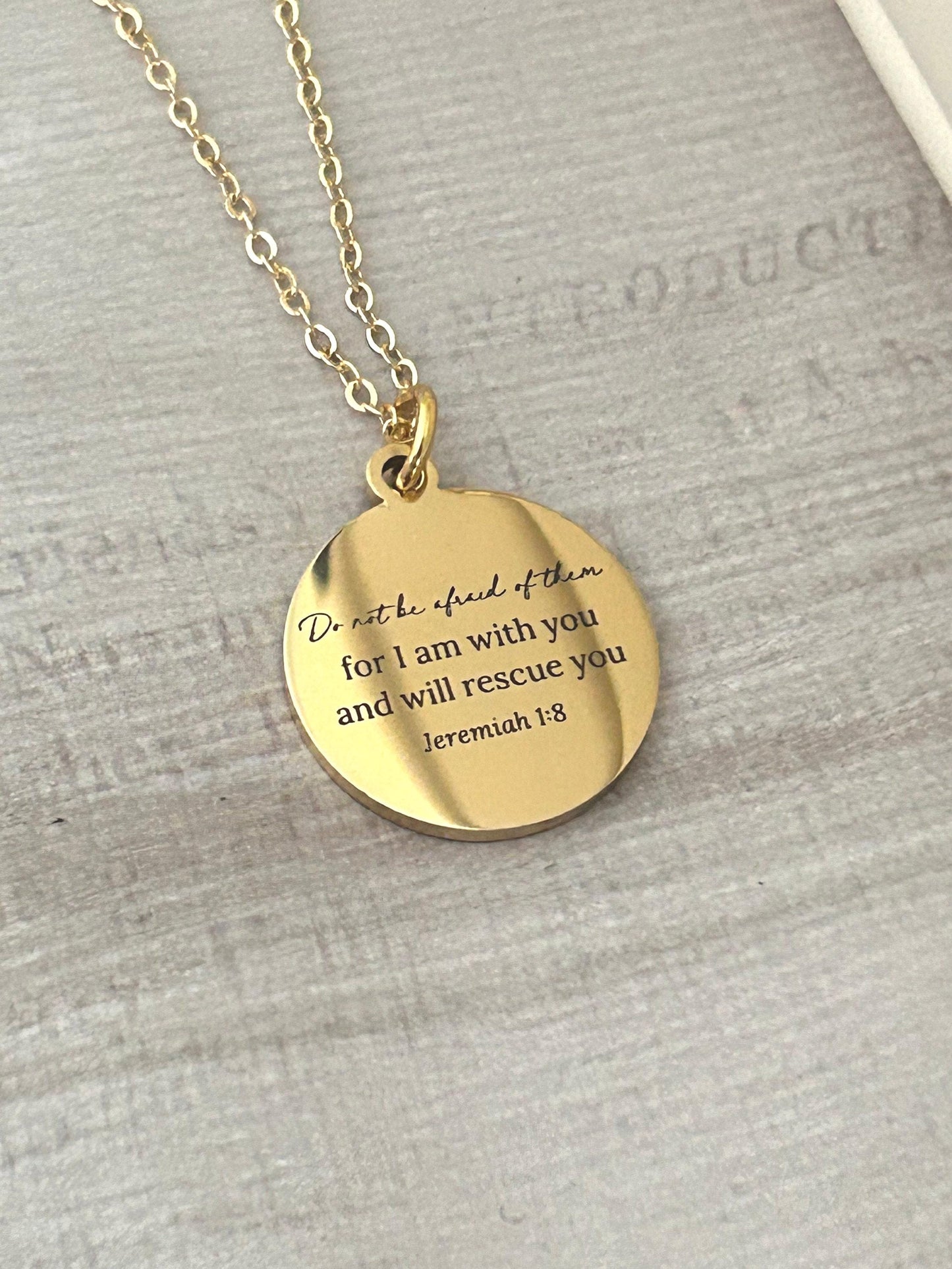 Do not be afraid Bible Verse Necklace, Christian Gifts, Affirmation Necklace, Jeremiah 1:8, Easter Jewelry, Gifts for Mom, Baptism Gifts