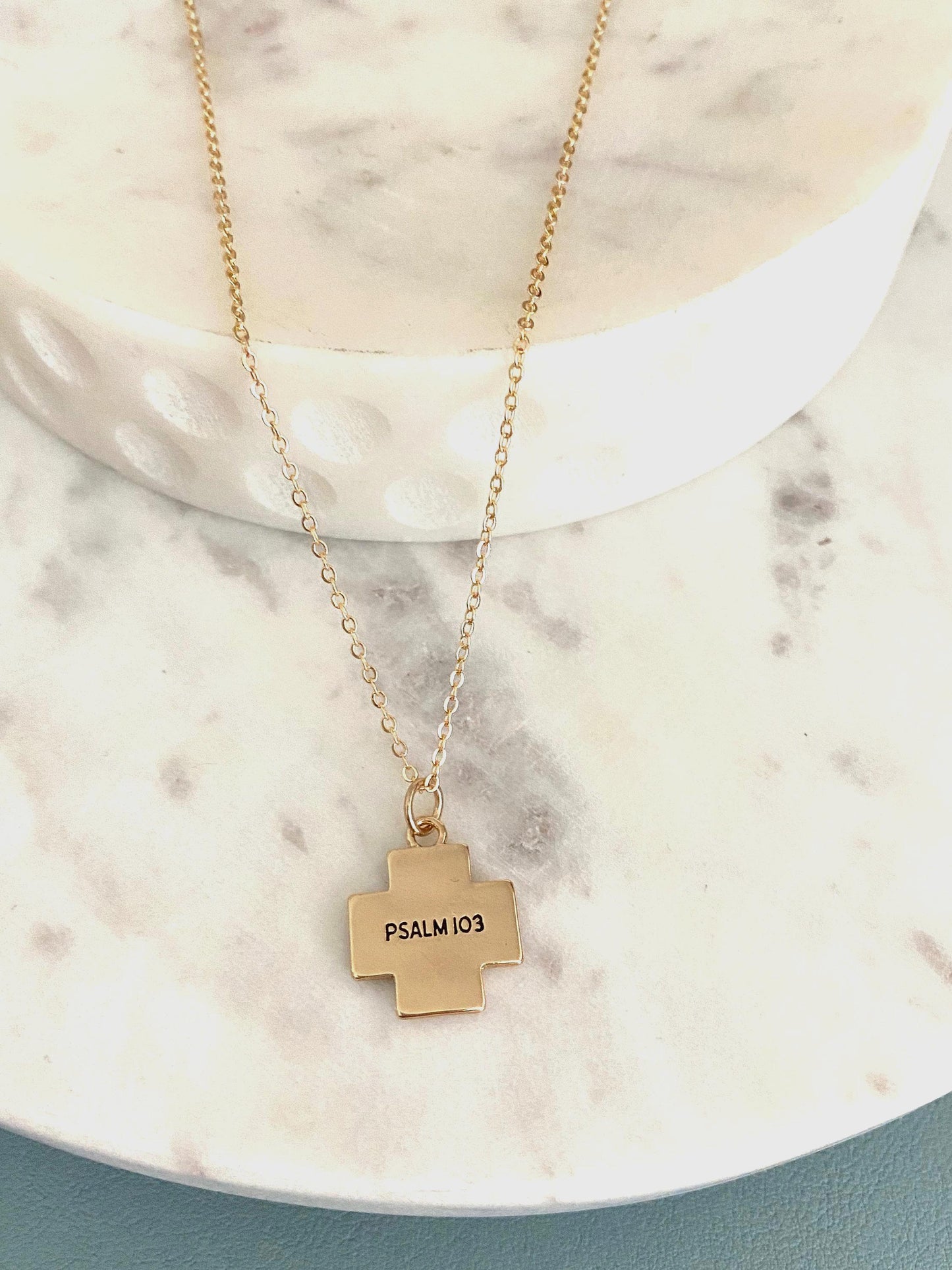 Bless the Lord oh My Soul Bible Verse Necklace, Psalm 103, Christian Gifts, Gold Cross Necklace, Affirmation Baptism gifts, Easter Jewelry