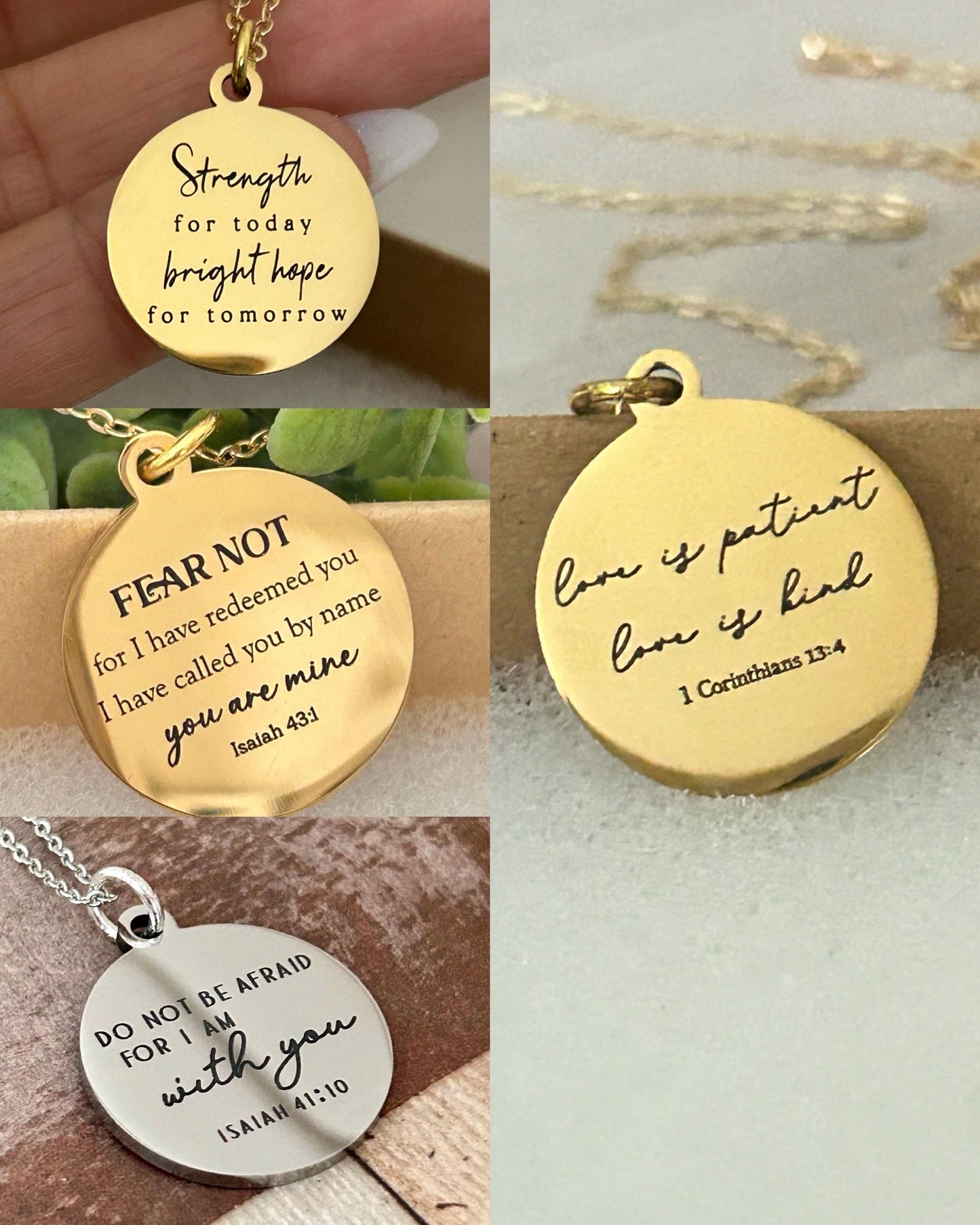 Fear not for I have redeemed you Bible Verse Gold Necklace, Isaiah 43:1, Christian Jewelry Gifts, Scripture Personalized engraved Necklace