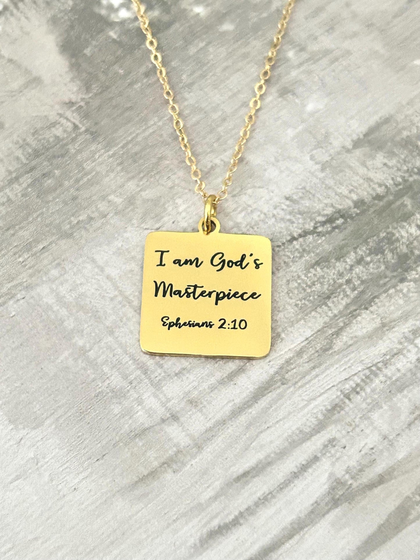 I Am Gods Masterpiece Bible Verse Necklace,Christian Gifts,Motivational Necklace,Meaningful gifts,Ephesians 2:10 Jewelry,Affirmation Baptism