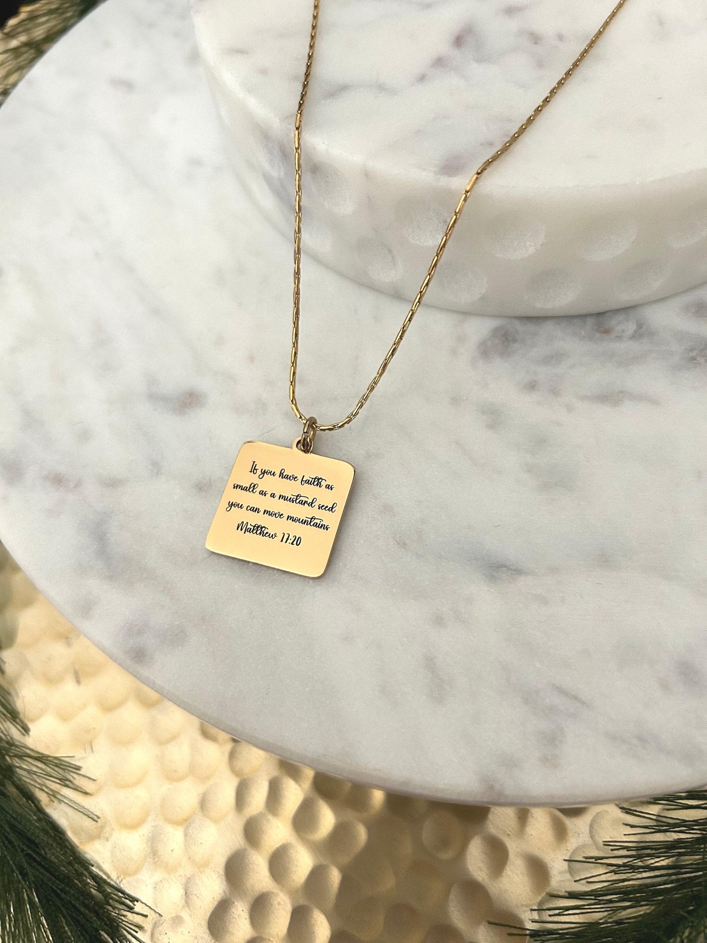 Mustard seed Bible Verse Necklace, Christian Gifts, Scripture Necklace, Mathew 17:20, Easter Jewelry, gift for Mom, Faith can move mountains