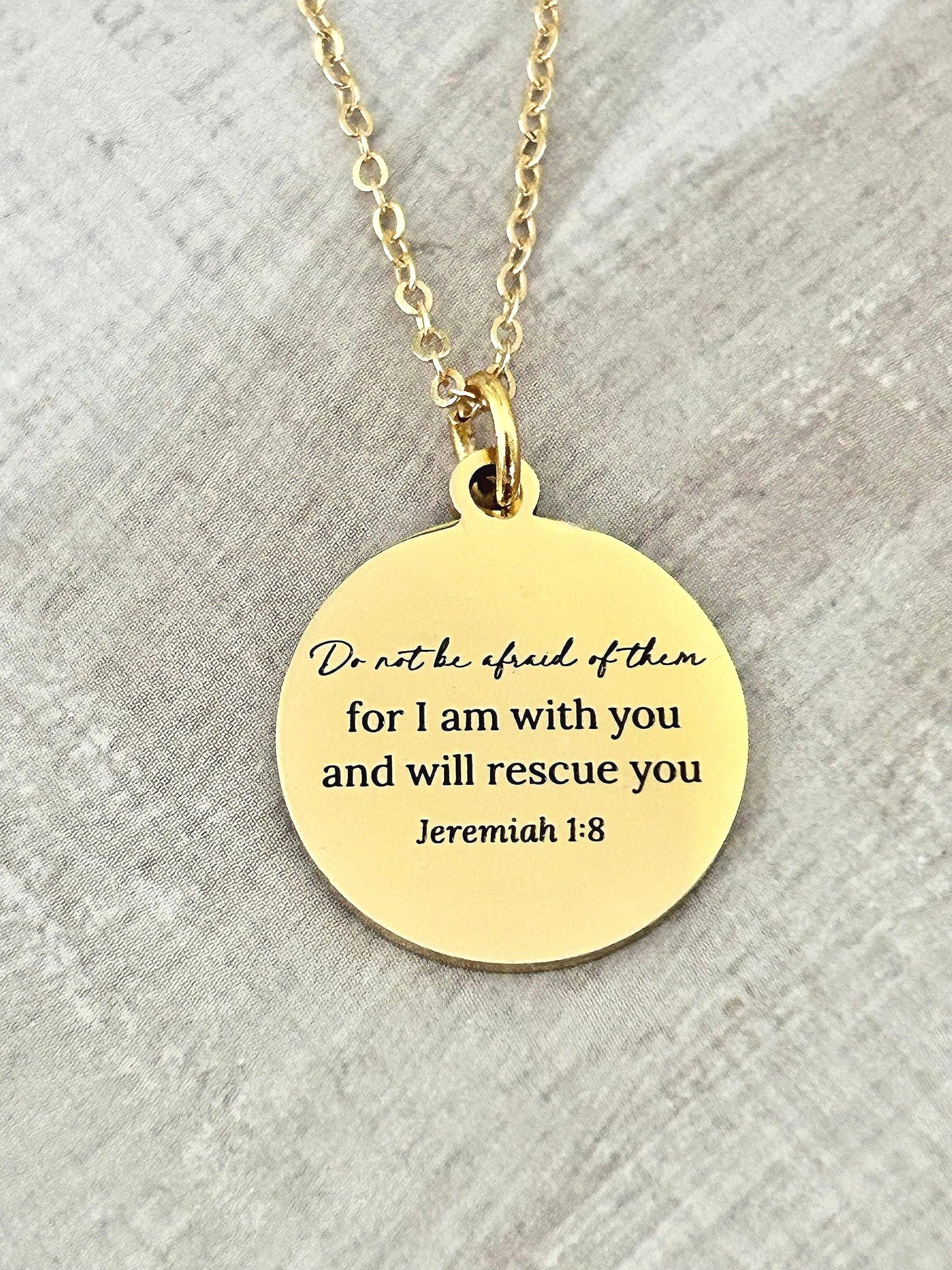 Do not be afraid Bible Verse Necklace, Christian Gifts, Affirmation Necklace, Jeremiah 1:8, Easter Jewelry, Gifts for Mom, Baptism Gifts