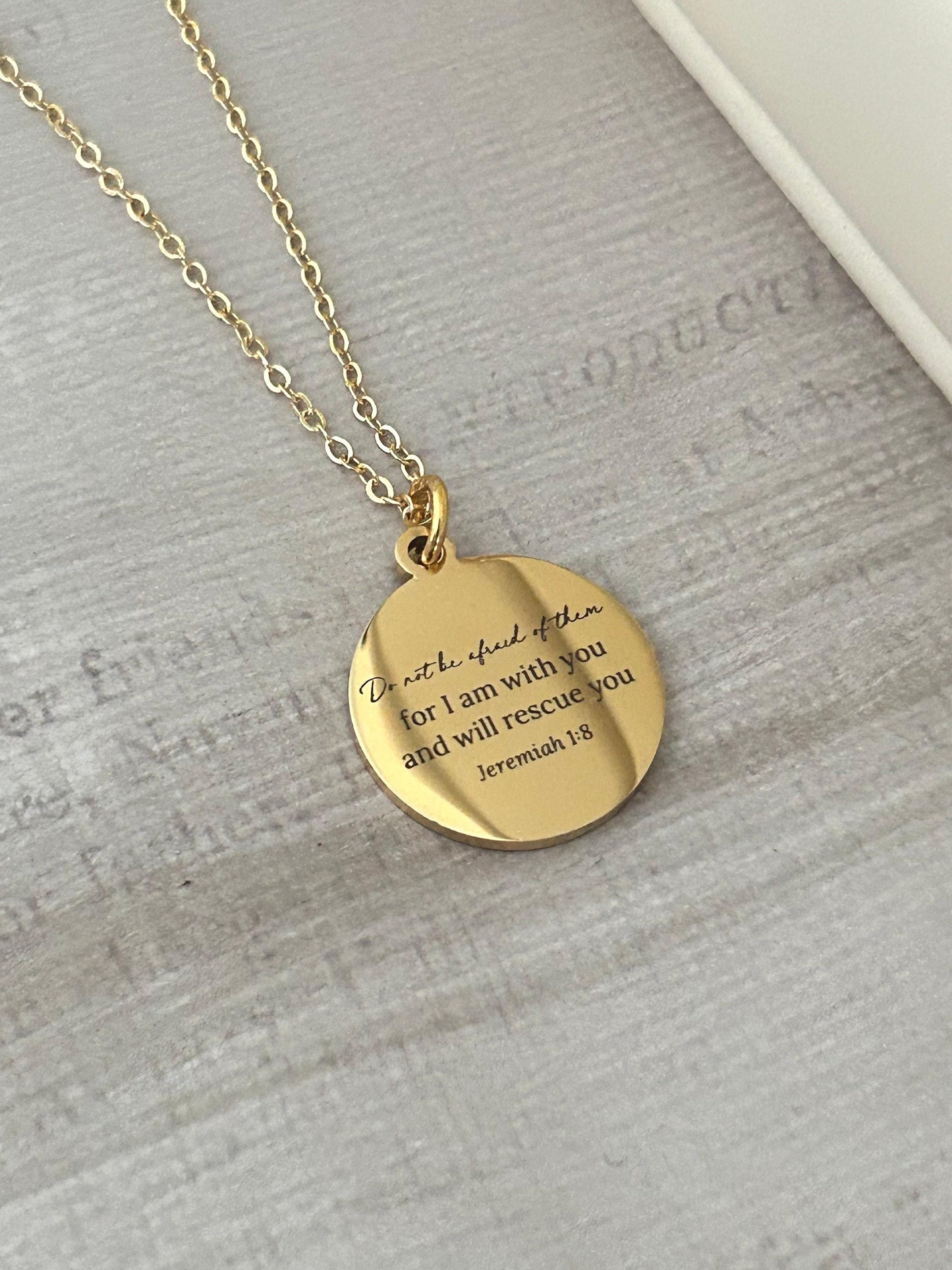 Do not be afraid Bible Verse Necklace, Christian Gifts, Affirmation Necklace, Jeremiah 1:8, Easter Jewelry, Gifts for Mom, Baptism Gifts