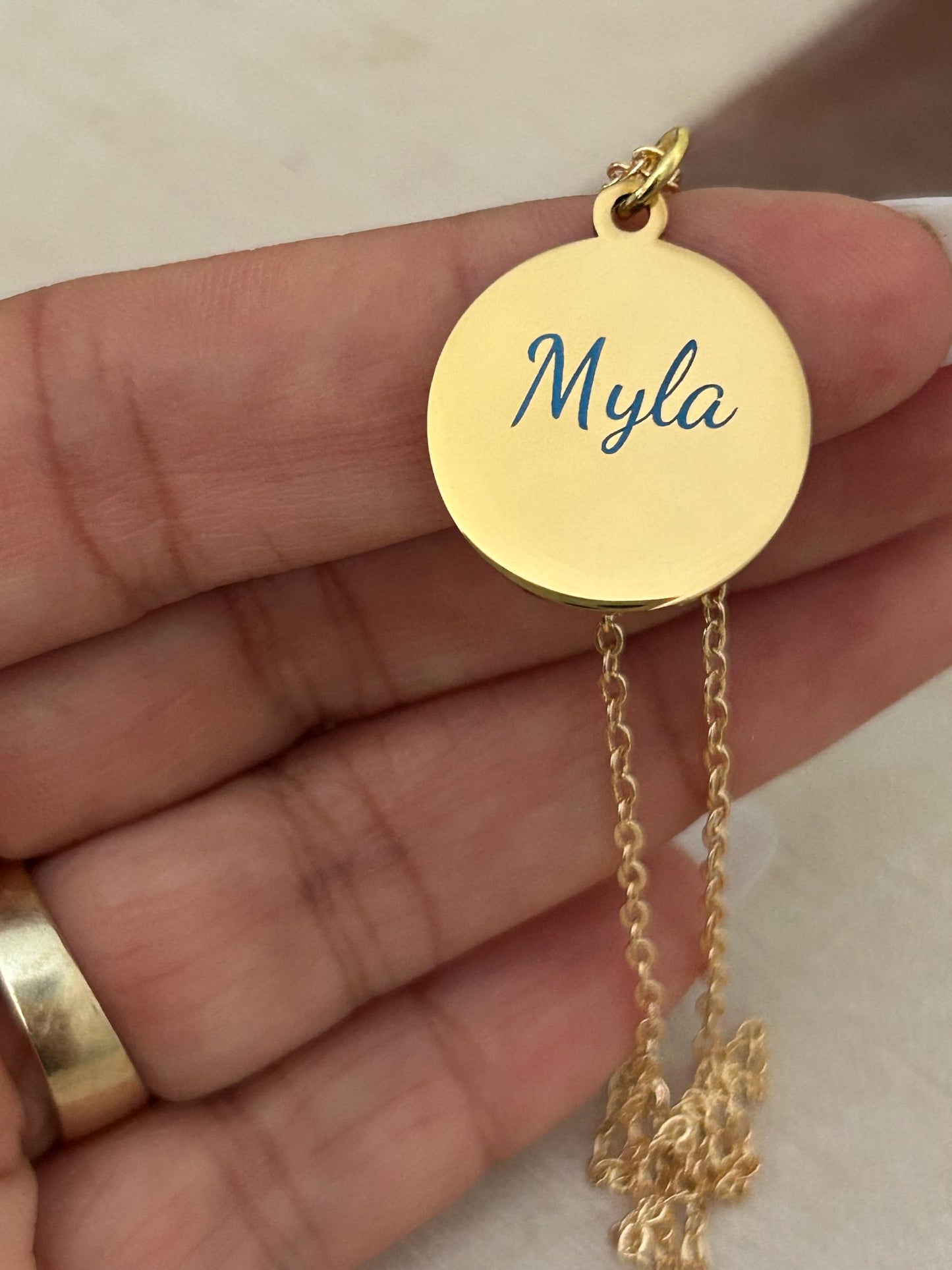 For we walk by faith not by sight Gold Charm Necklace, Christian Gifts, Scripture Jewelry, Engraved Custom gifts, Affirmation, Gift for Mom