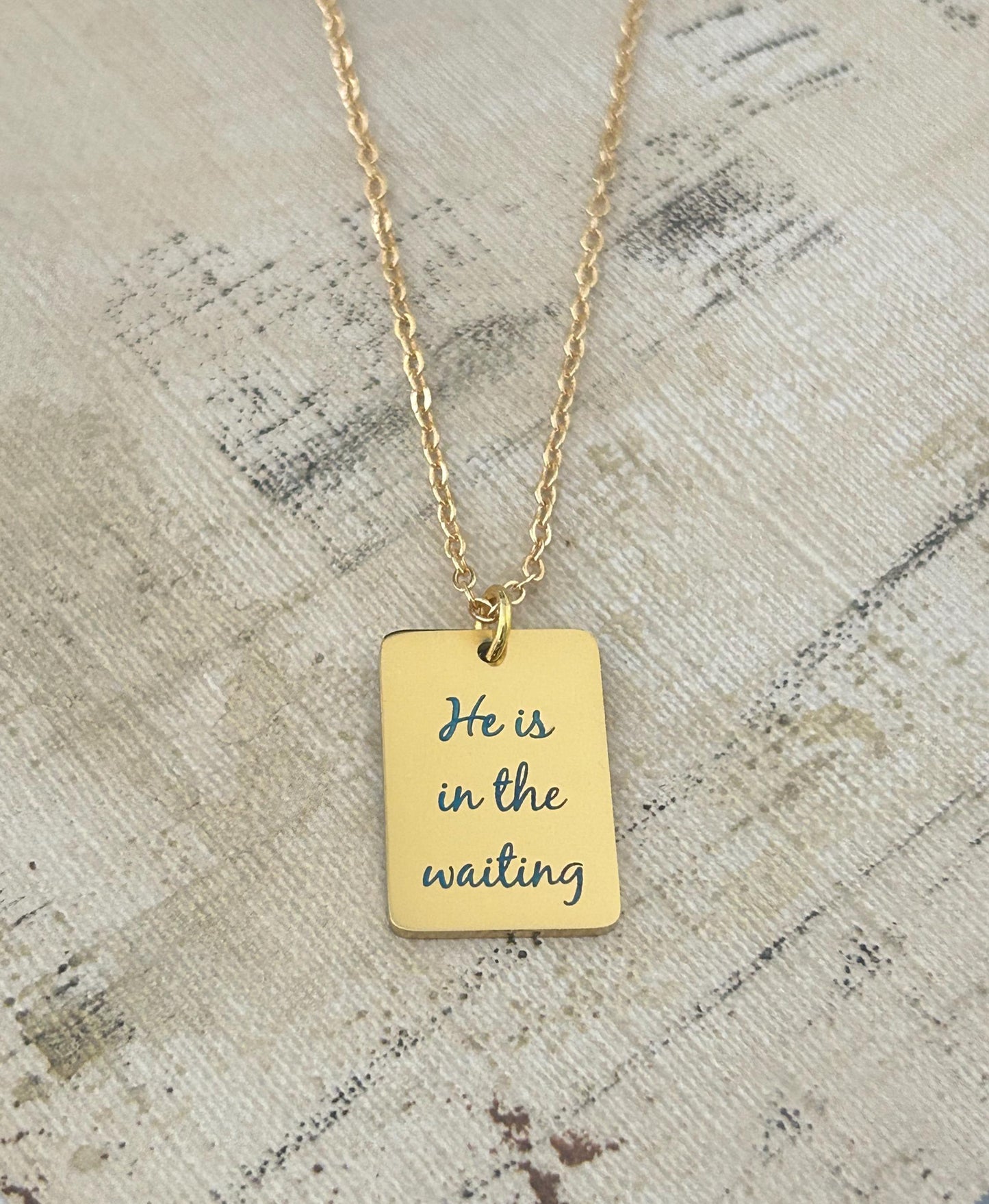 He is in the waiting Christian Necklace, Christian Gifts, Scripture Jewelry, Personalized Necklace, Gifts for Mom, Inspirational Jewelry