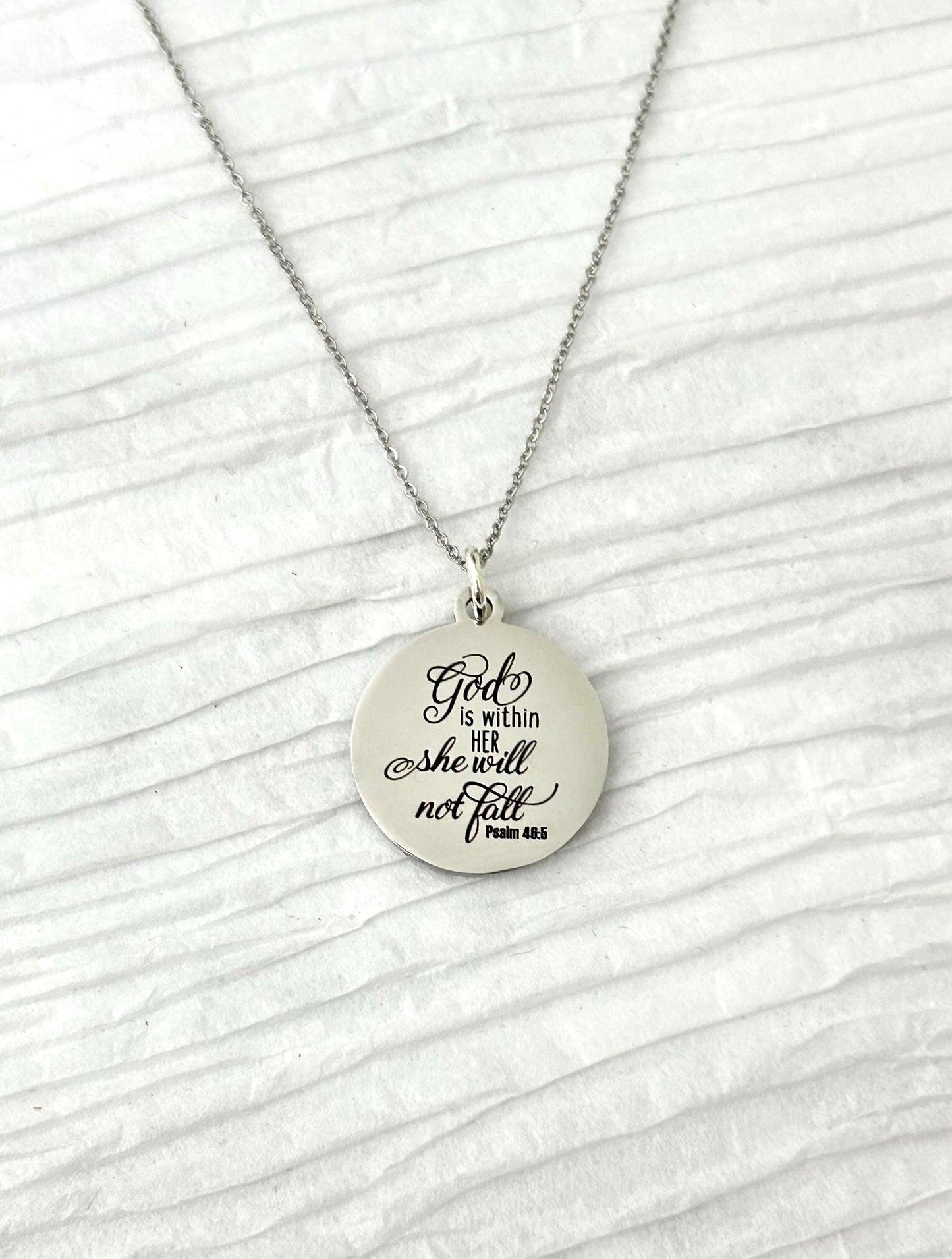God is within her Bible Verse Necklace, Psalm 46:5, Christian Jewelry, Christian Gifts for Women, Scripture Necklace, Affirmation Baptism