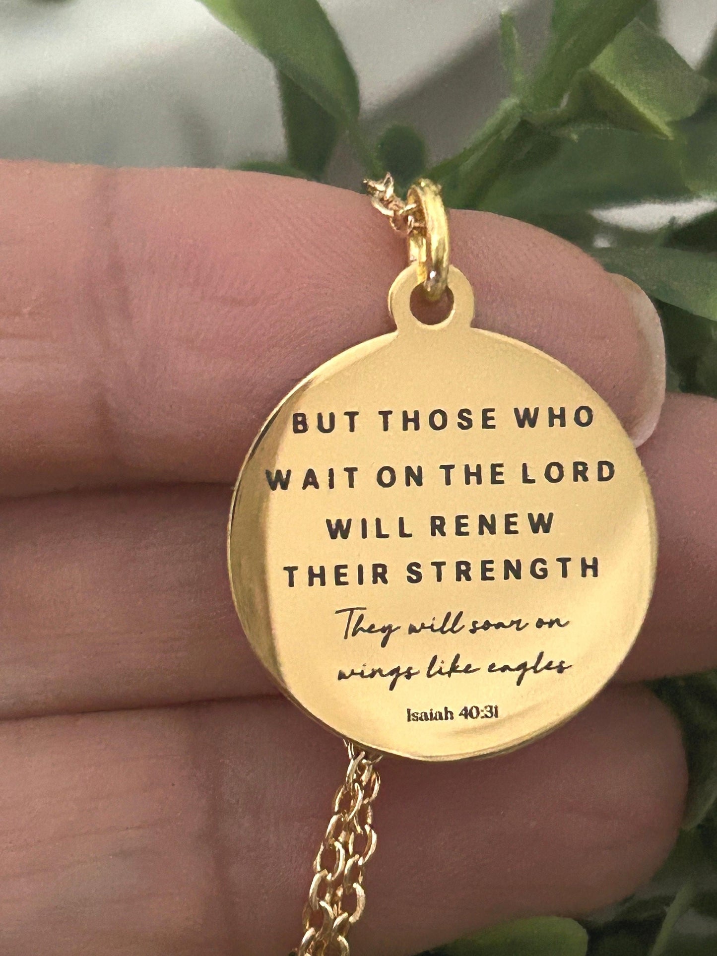 Isaiah 40:31 Bible Verse Necklace, But Those Who Wait On The Lord, Christian Gifts, Scripture Jewelry, Motivational Gifts, Engraved Jewelry