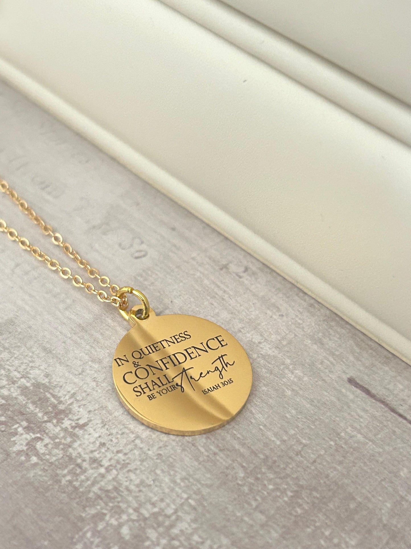 In quietness and confidence is your strength Necklace, Christian Gifts, Introvert Necklace, Calm Confidence Necklace, Silent Power Jewelry