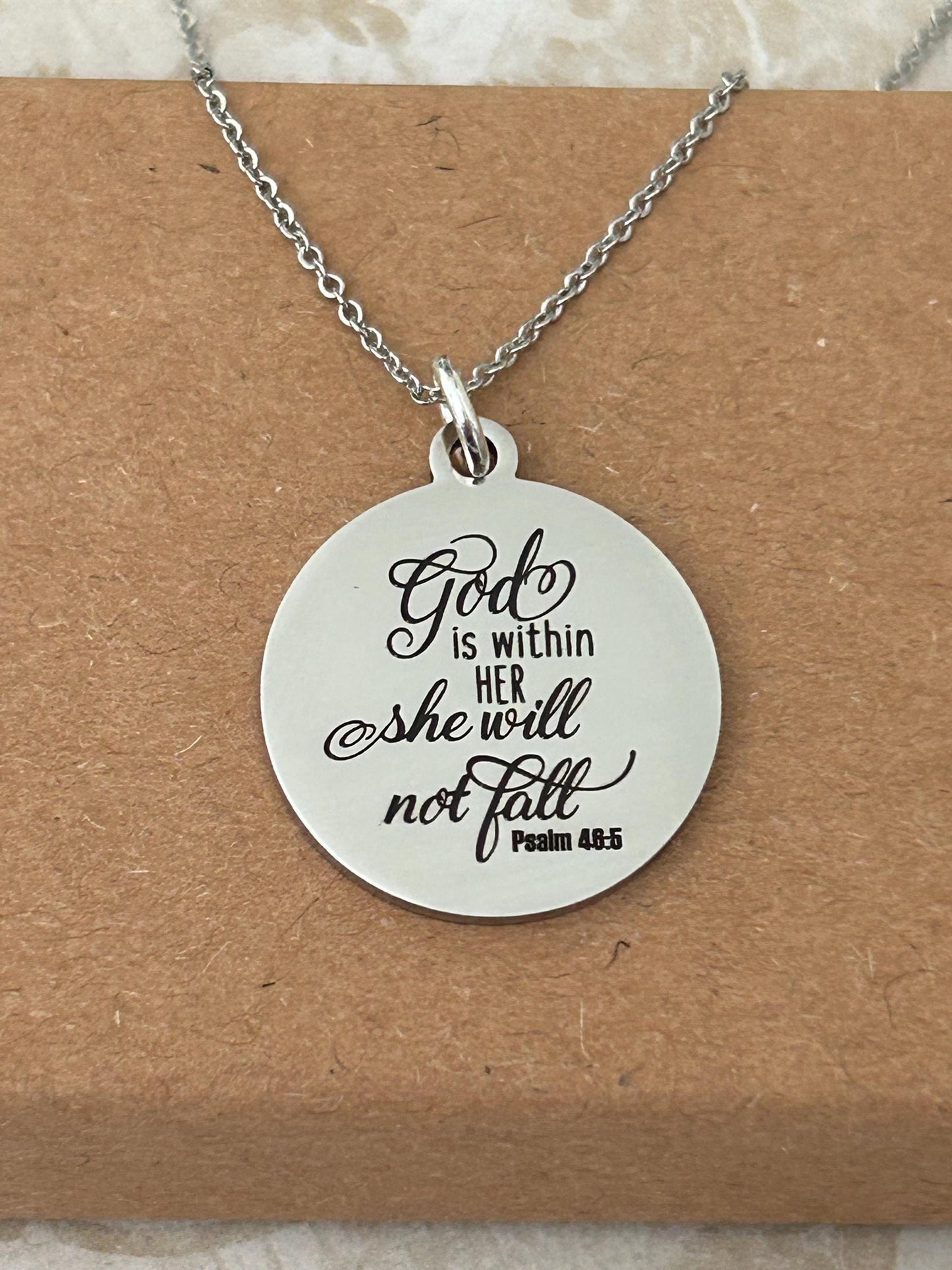 God is within her Bible Verse Necklace, Psalm 46:5, Christian Jewelry, Christian Gifts for Women, Scripture Necklace, Affirmation Baptism