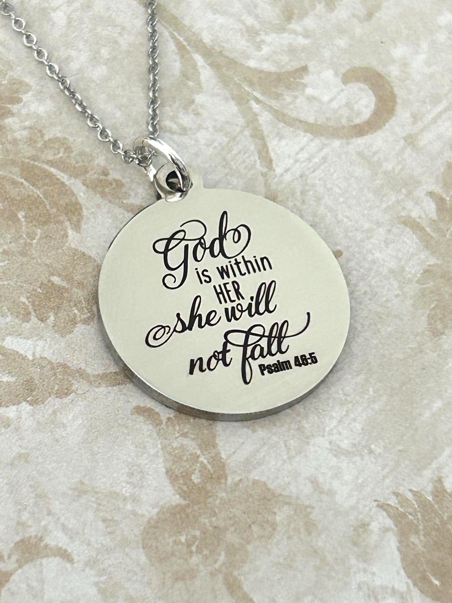 God is within her Bible Verse Necklace, Psalm 46:5, Christian Jewelry, Christian Gifts for Women, Scripture Necklace, Affirmation Baptism