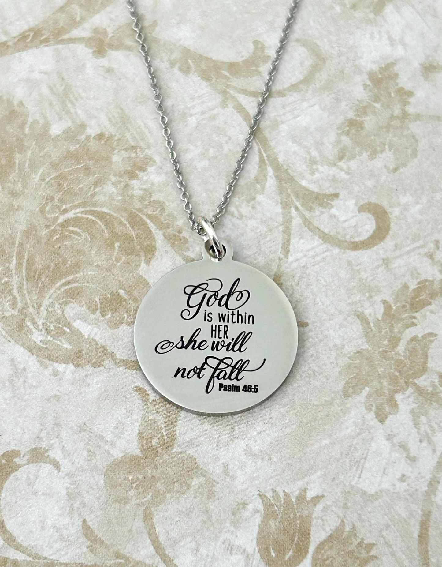 God is within her Bible Verse Necklace, Psalm 46:5, Christian Jewelry, Christian Gifts for Women, Scripture Necklace, Affirmation Baptism