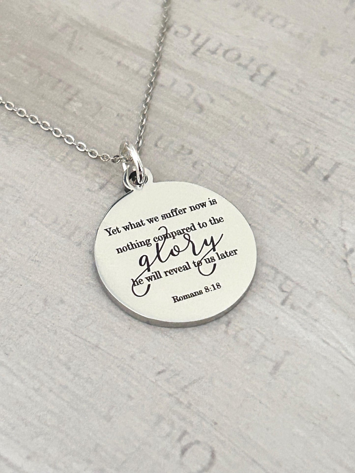 Christian Quote Romans 8:18 Bible Verse Necklace, Christian Gifts for Women, Scripture Jewelry, Meaningful Gifts, Motivational Jewelry