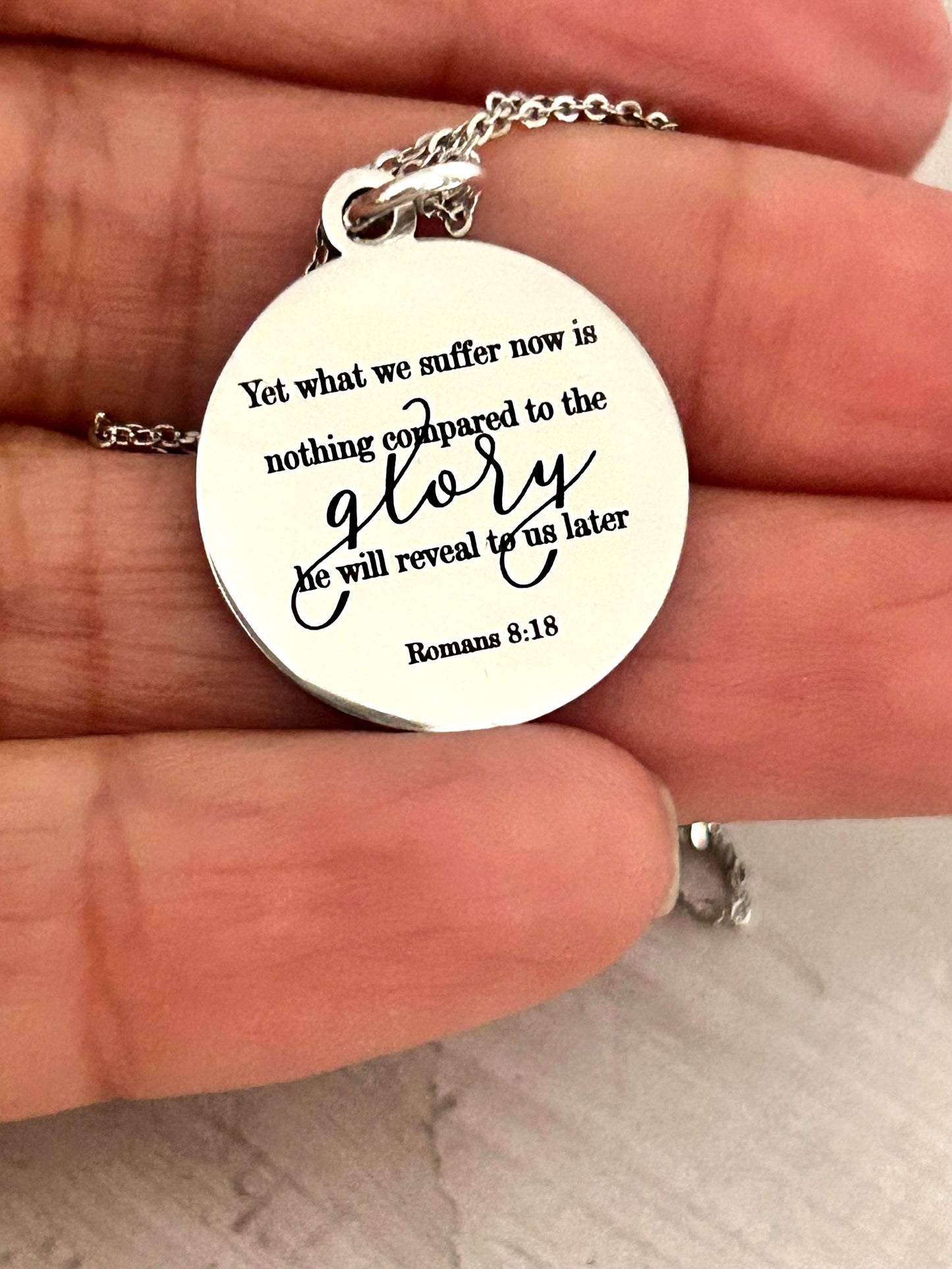 Christian Quote Romans 8:18 Bible Verse Necklace, Christian Gifts for Women, Scripture Jewelry, Meaningful Gifts, Motivational Jewelry