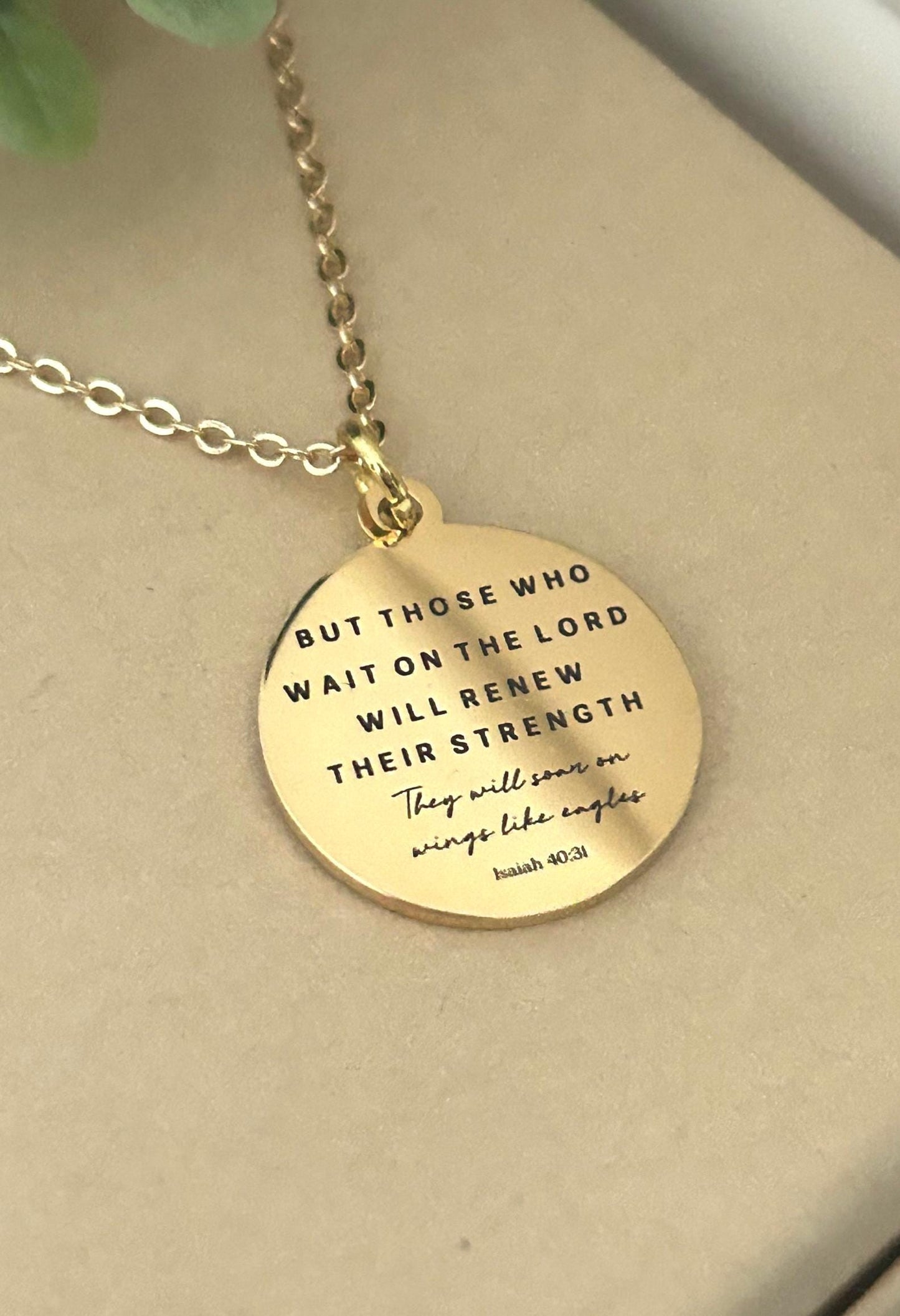 Isaiah 40:31 Bible Verse Necklace, But Those Who Wait On The Lord, Christian Gifts, Scripture Jewelry, Motivational Gifts, Engraved Jewelry