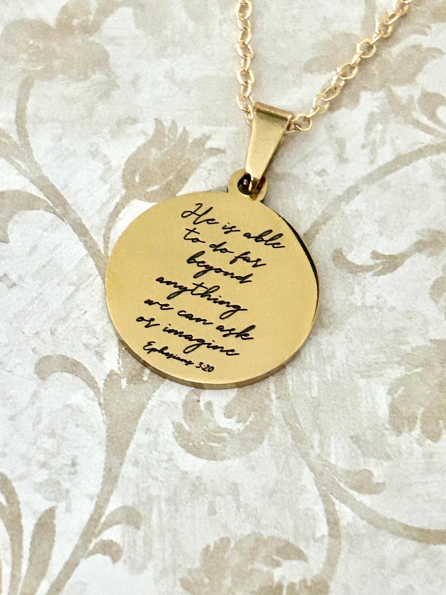 Ephesians 3:20 Necklace, He is able to do far beyond anything we Ask Or Imagine, Christian Gifts, Scripture Jewelry, Baptism, Affirmation