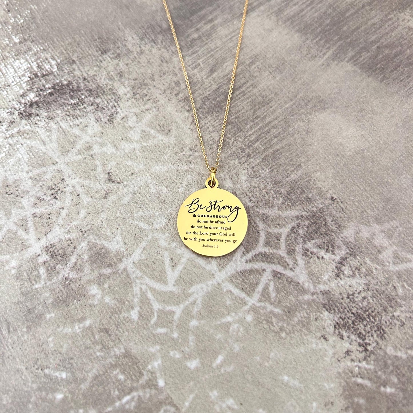 Be Strong and Courageous Bible Verse Necklace, Joshua 1:9 Jewelry, Christian Gifts, Motivational Gifts, Scripture Jewelry, Bible Quotes