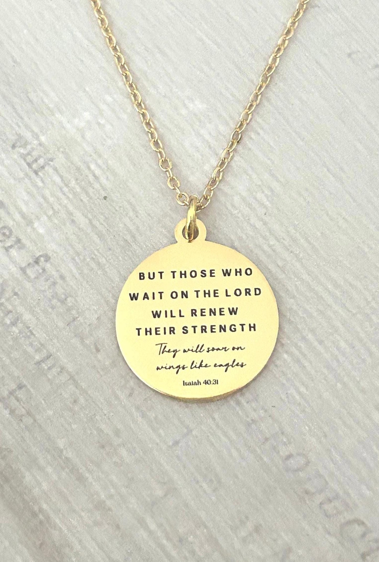 Isaiah 40:31 Bible Verse Necklace, But Those Who Wait On The Lord, Christian Gifts, Scripture Jewelry, Motivational Gifts, Engraved Jewelry