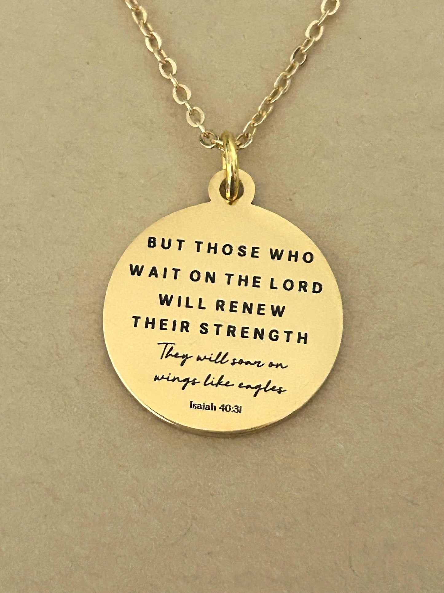 Isaiah 40:31 Bible Verse Necklace, But Those Who Wait On The Lord, Christian Gifts, Scripture Jewelry, Motivational Gifts, Engraved Jewelry