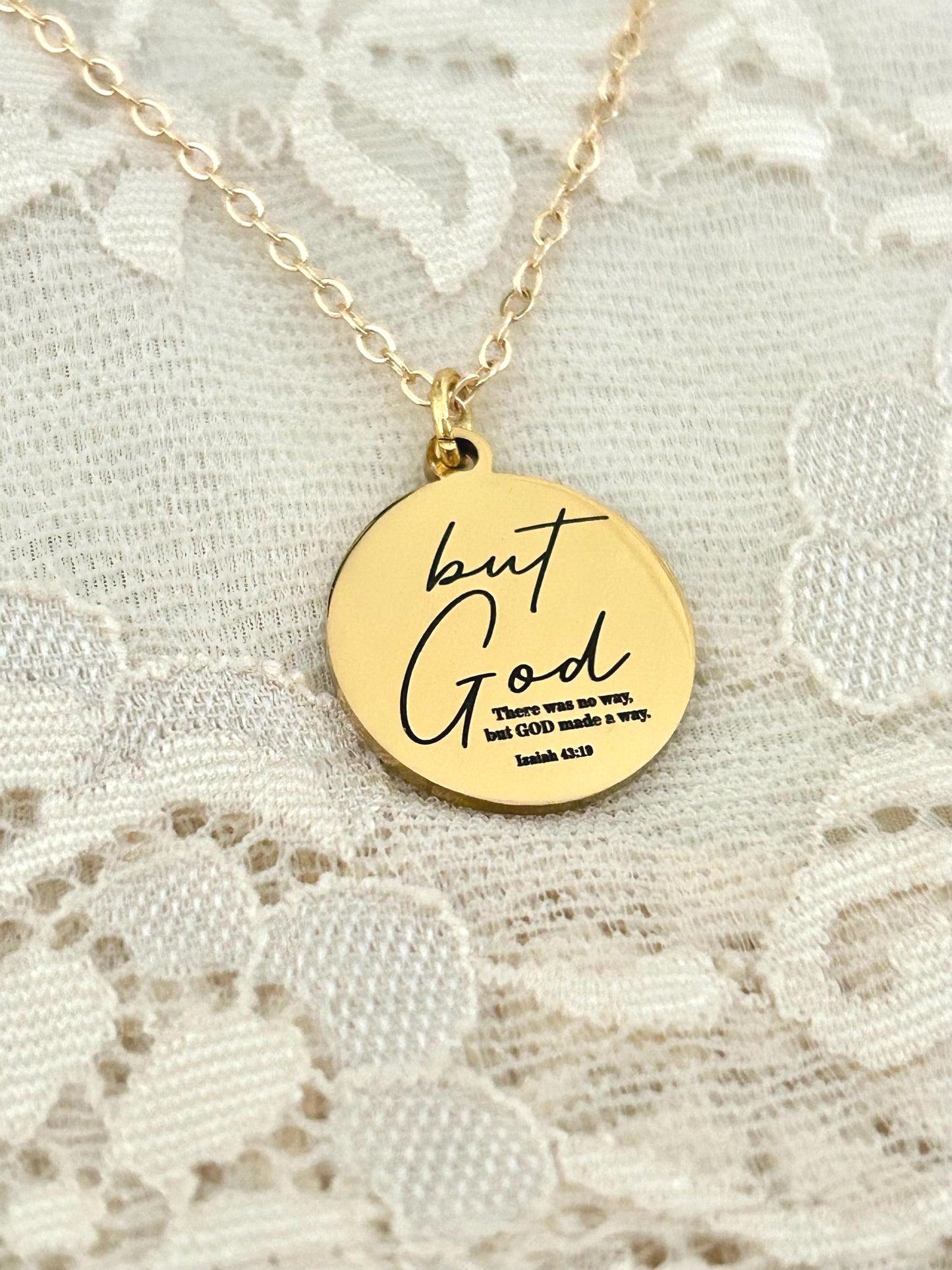 Engraved "But God" Stainless Steel Necklace Christian Gifts Isaiah 43:19 Personalized Gifts Necklace