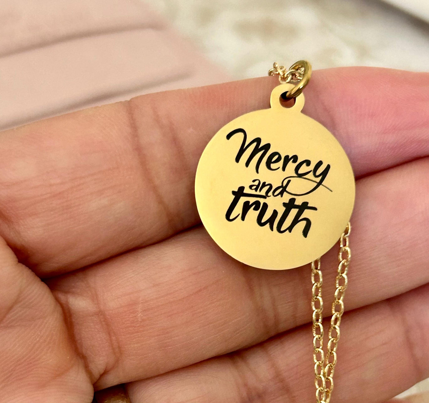 Mercy and Truth Necklace Proverbs 3:3 Christian Gifts Proverbs Necklace Scripture Jewelry Inspirational Jewelry Baptism Affirmation Gifts