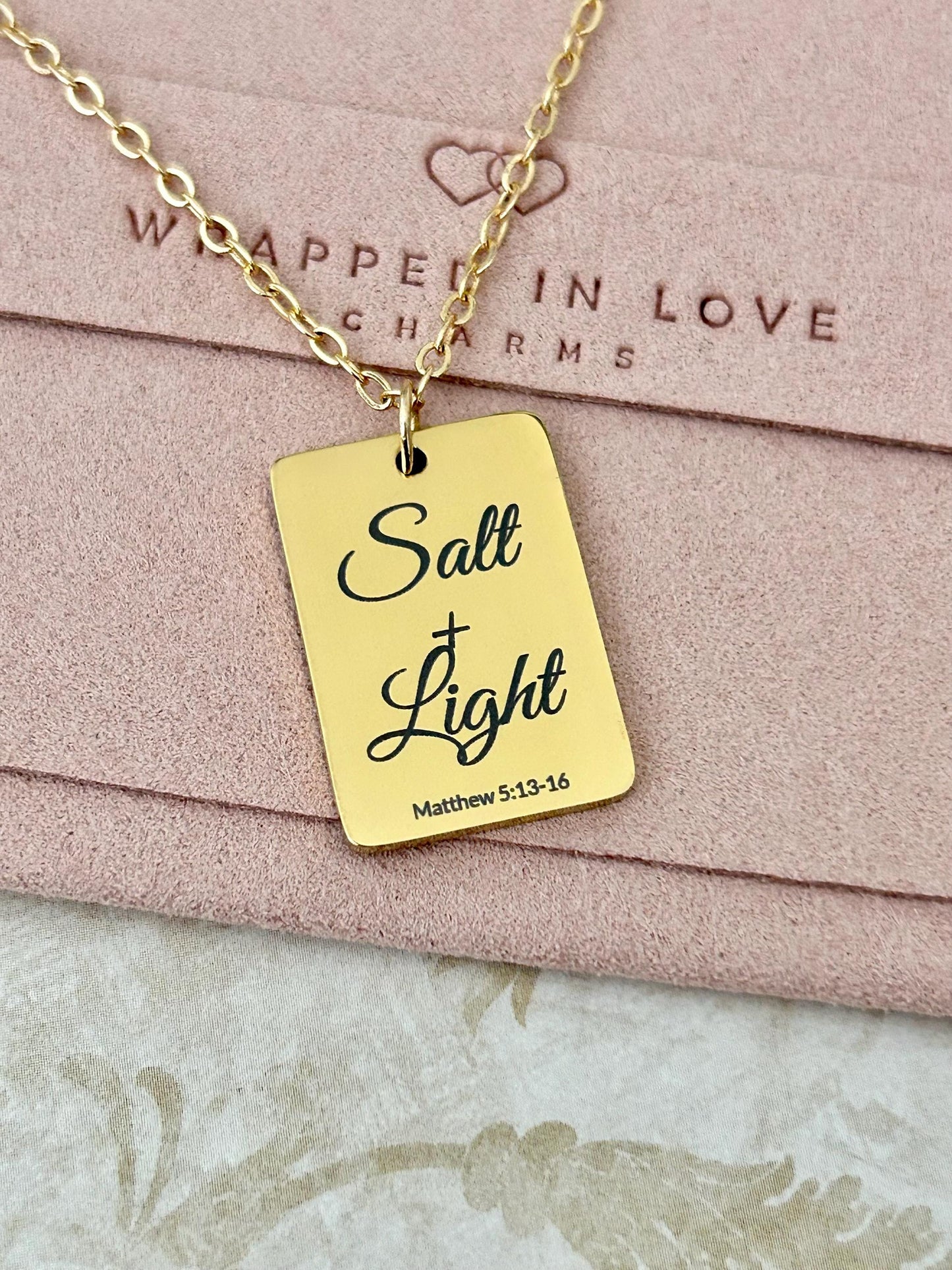 Salt and Light Necklace Mathew 5:13-16 Personalized Bible Verse Necklace, Christian Jewelry For Her, Christian Gifts Womens Retreat Gifts