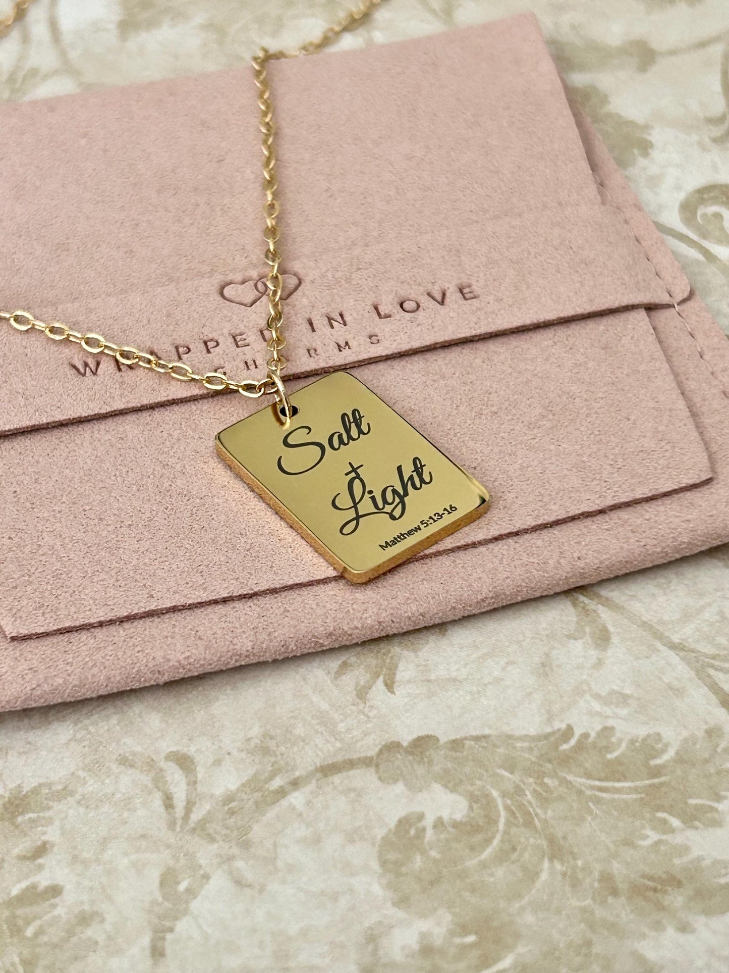 Salt and Light Necklace Mathew 5:13-16 Personalized Bible Verse Necklace, Christian Jewelry For Her, Christian Gifts Womens Retreat Gifts