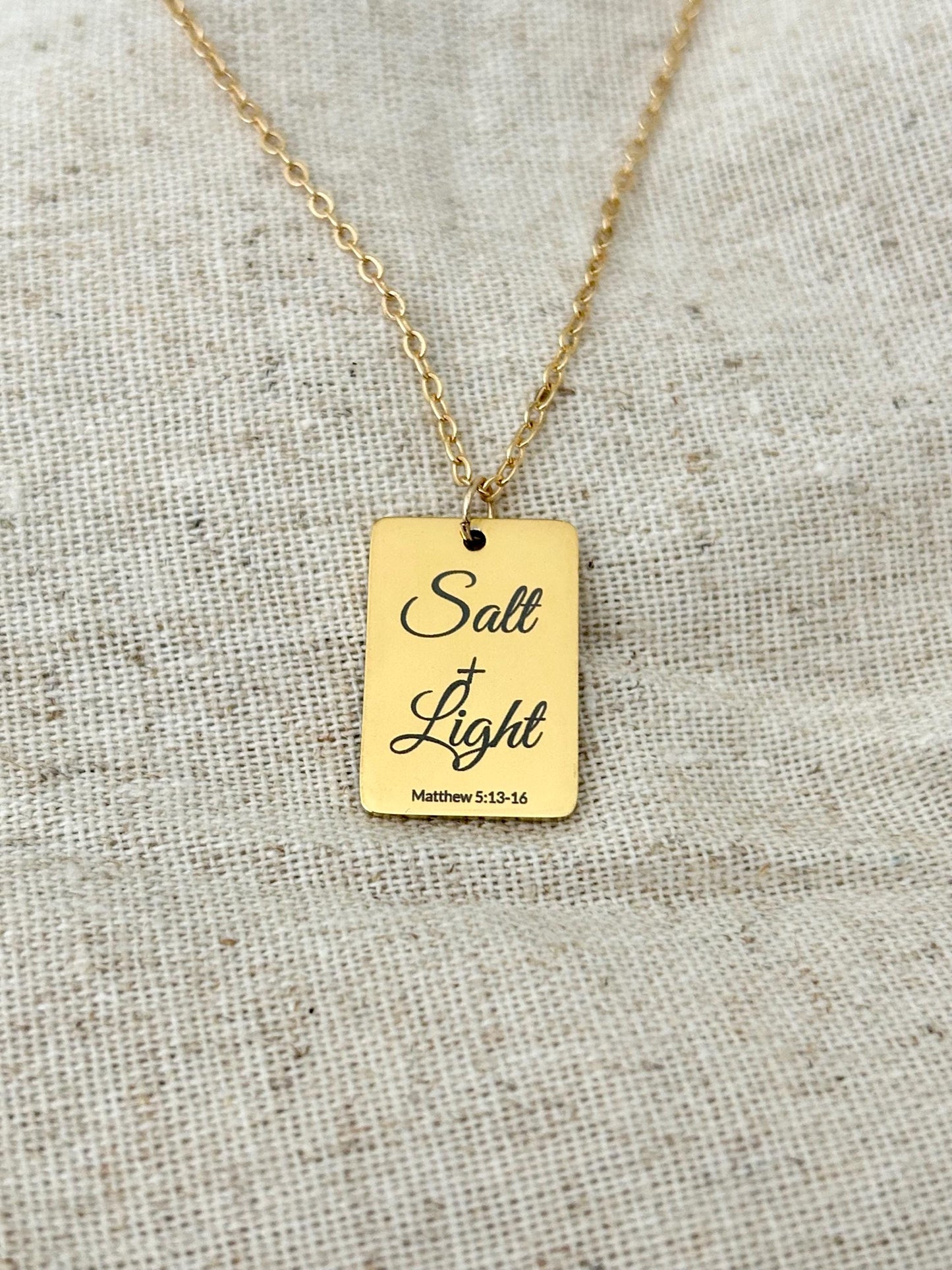 Salt and Light Necklace Mathew 5:13-16 Personalized Bible Verse Necklace, Christian Jewelry For Her, Christian Gifts Womens Retreat Gifts