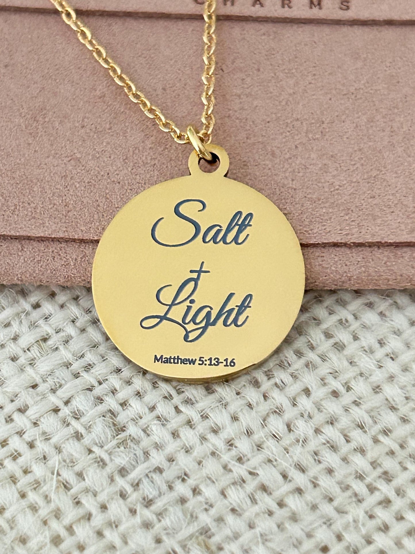 Personalized 14K Gold Plated Necklace: Salt & Light Christian Jewelry Womens Conference and Retreat Gifts