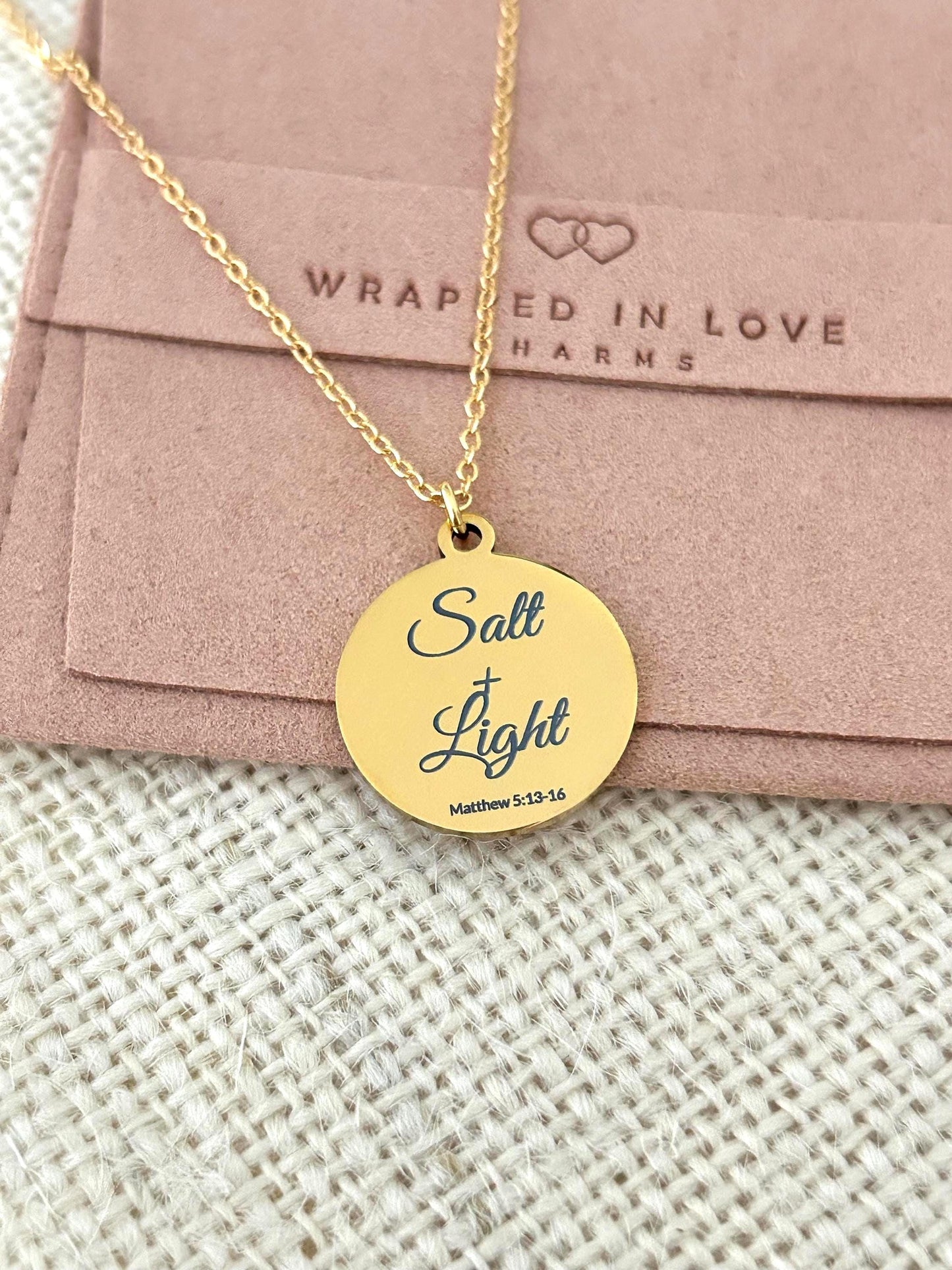 Personalized 14K Gold Plated Necklace: Salt & Light Christian Jewelry Womens Conference and Retreat Gifts