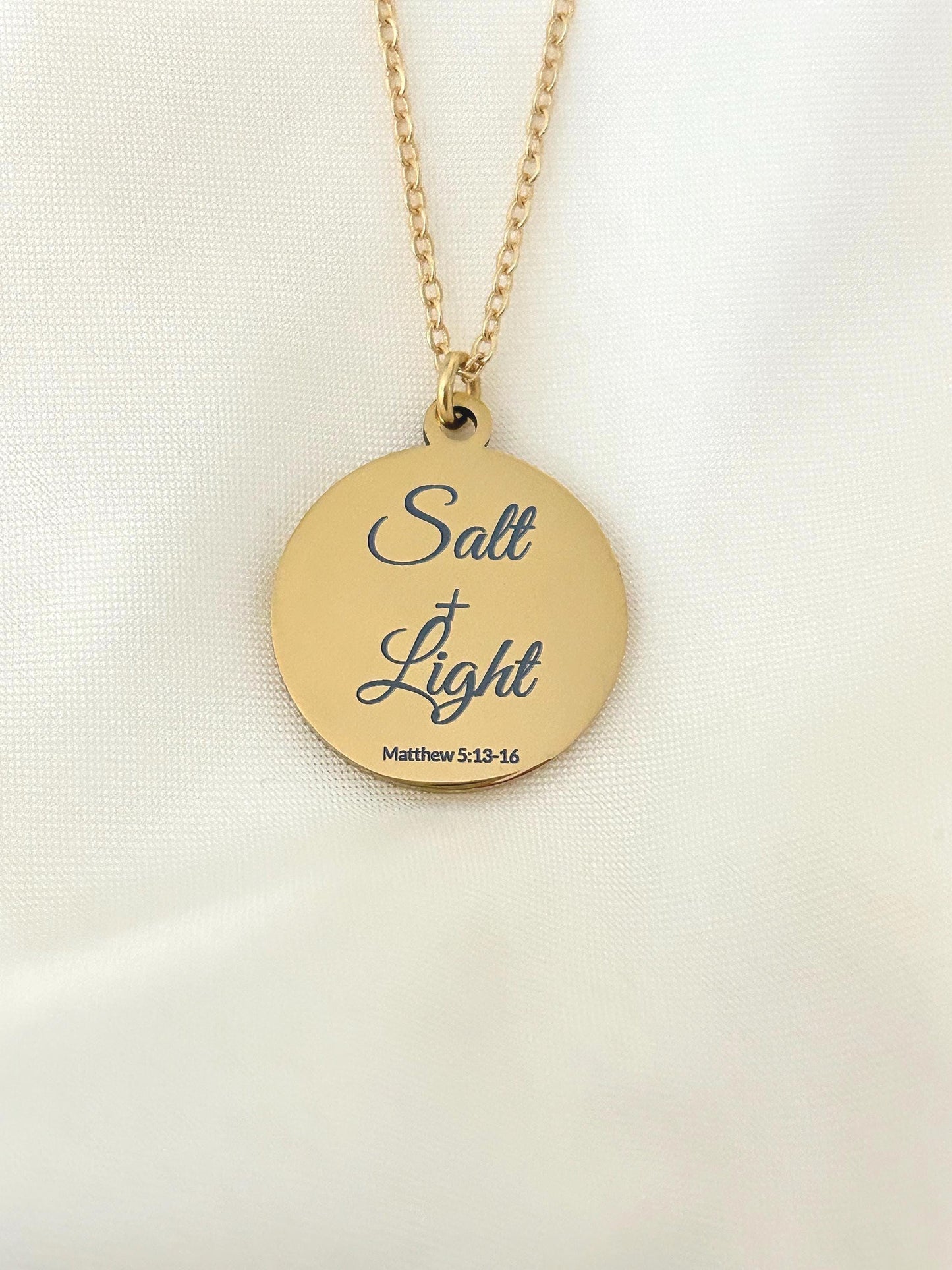Personalized 14K Gold Plated Necklace: Salt & Light Christian Jewelry Womens Conference and Retreat Gifts
