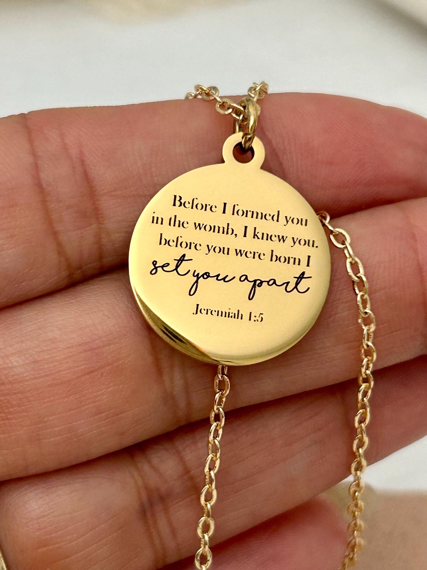 Before I formed you in the womb I knew you Custom Necklace Jeremiah 1:5 Gender Reveal Gifts New Mom Gifts Pro-life New baby Adoption Gifts