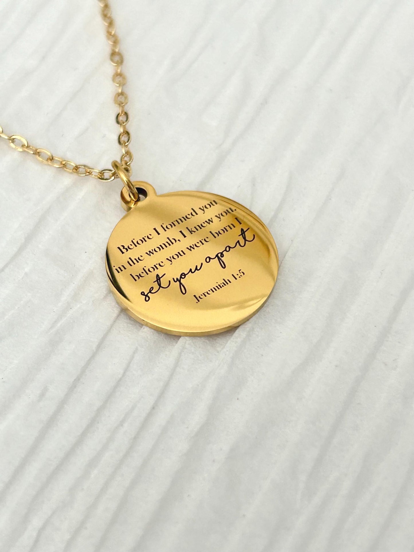 Before I formed you in the womb I knew you Custom Necklace Jeremiah 1:5 Gender Reveal Gifts New Mom Gifts Pro-life New baby Adoption Gifts